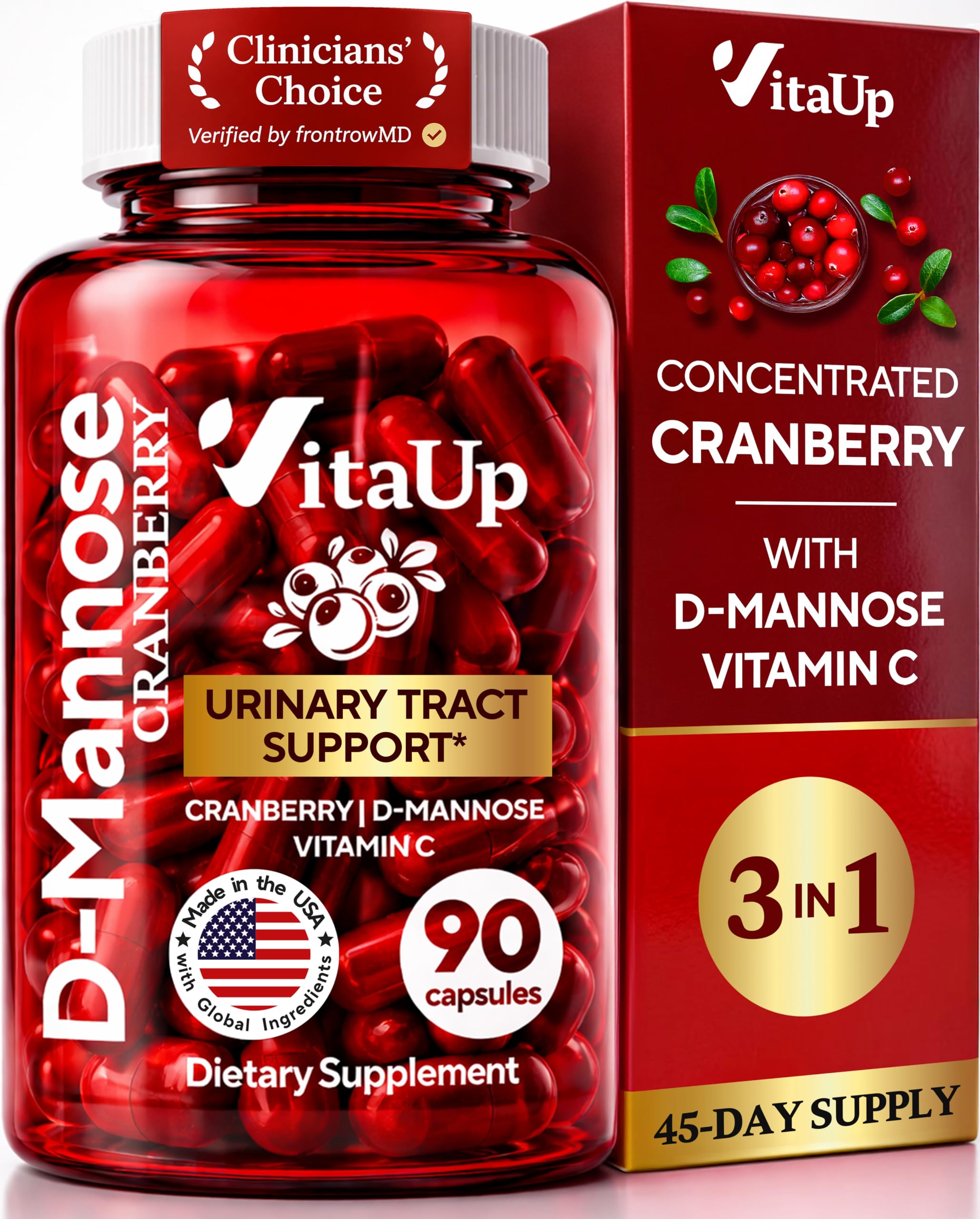 VitaUp D-Mannose & Cranberry Supplement for Women | UTI

