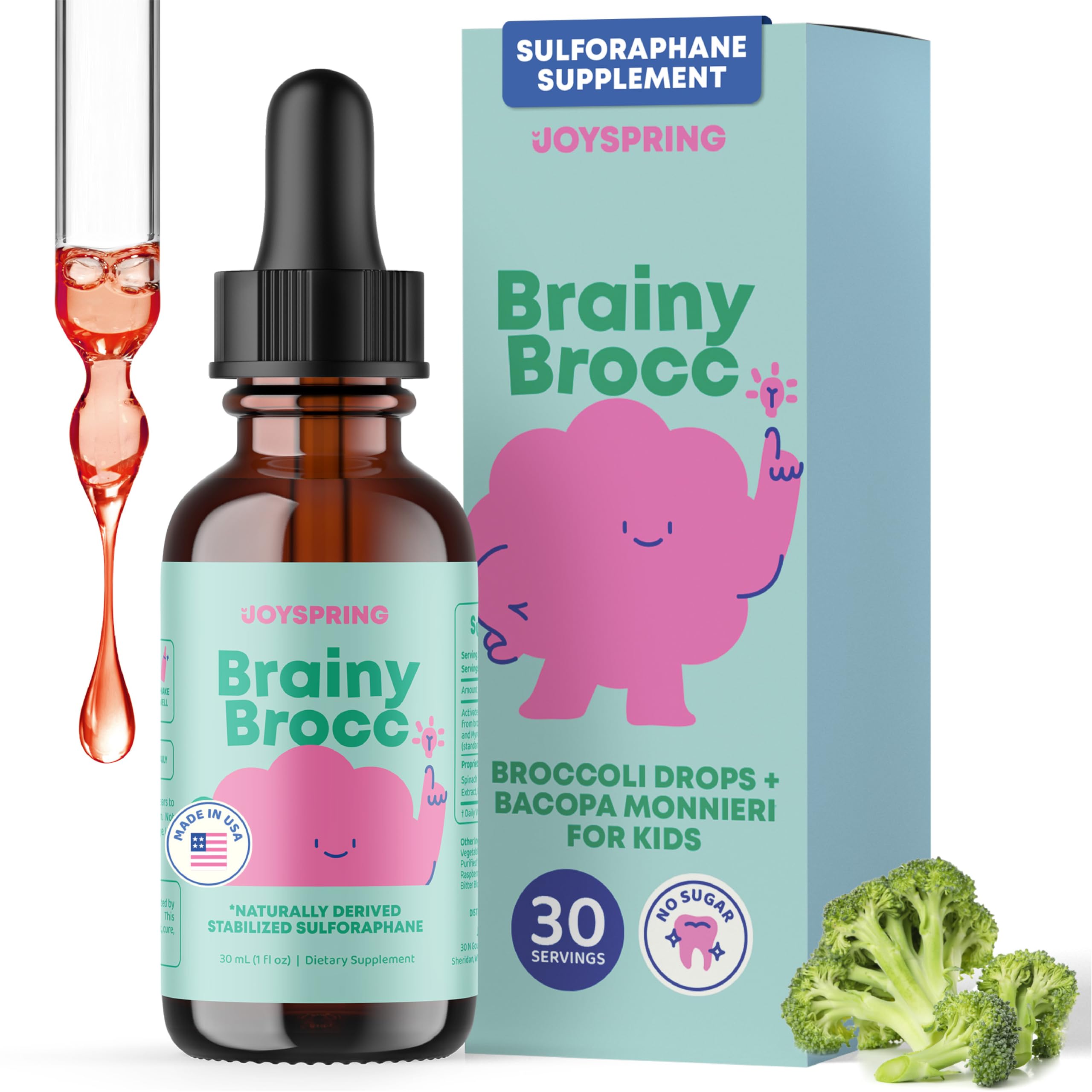 JoySpring Broccoli Drops for Kids | Sulforaphane & Bacopa


