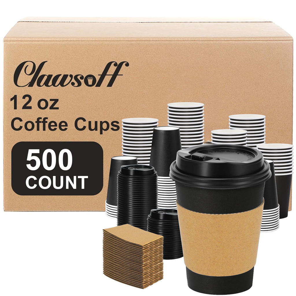 Clawsoff Leak-Proof Disposable Coffee Cups with Lids