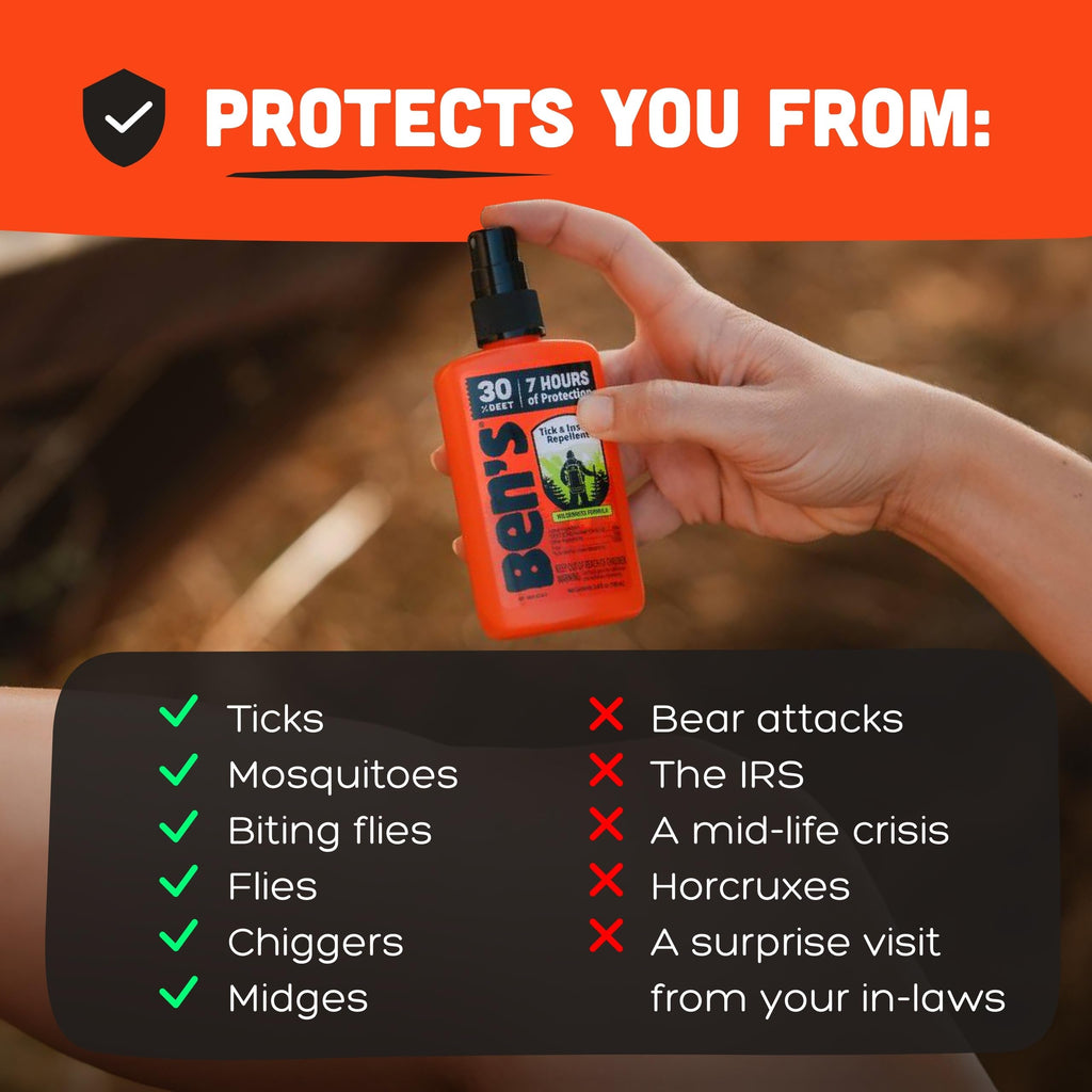 Ben's Tick & Insect Repellent 30% DEET | Fragrance-Free Bug Spray

