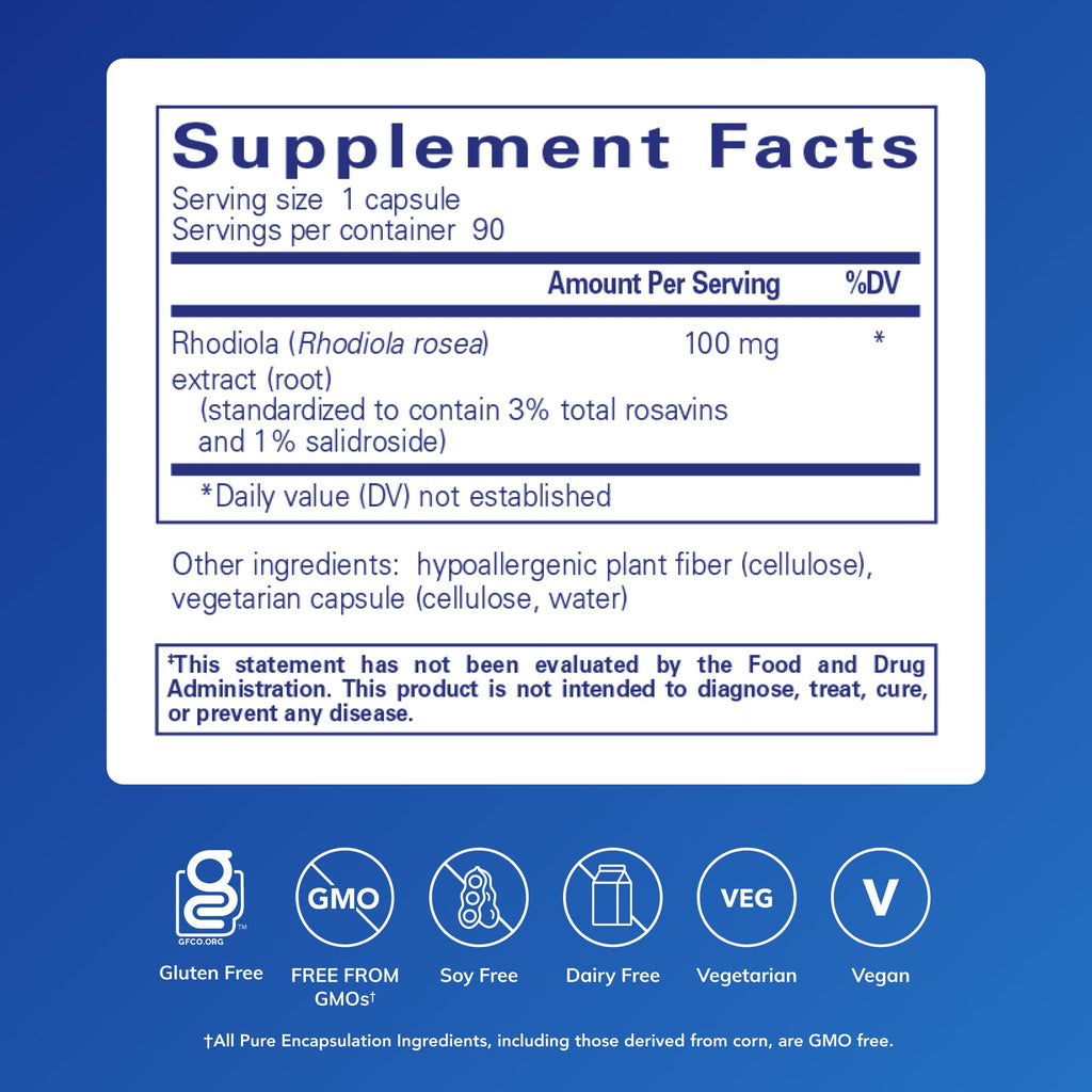 Pure Encapsulations Rhodiola Rosea Supplement Stress Relief

