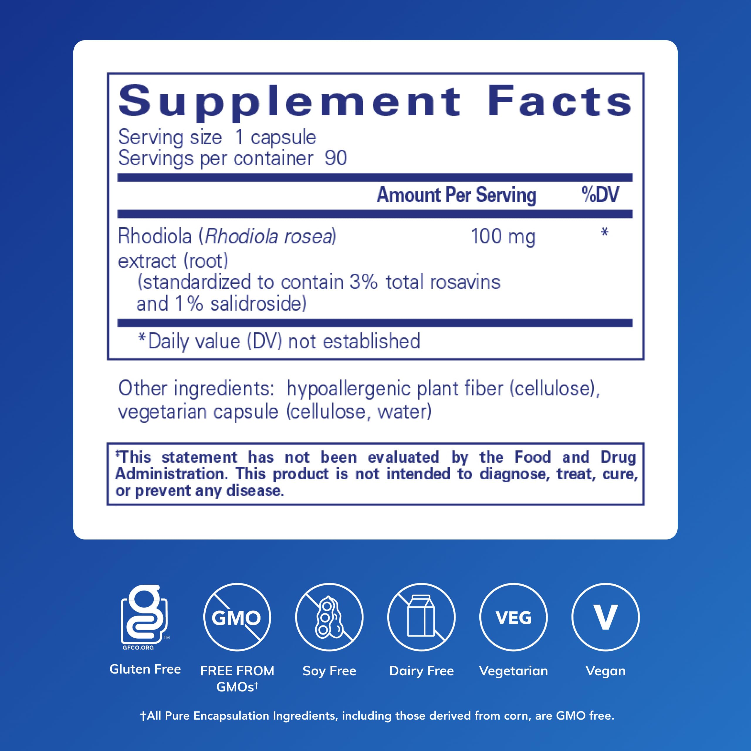 Pure Encapsulations Rhodiola Rosea Supplement Stress Relief

