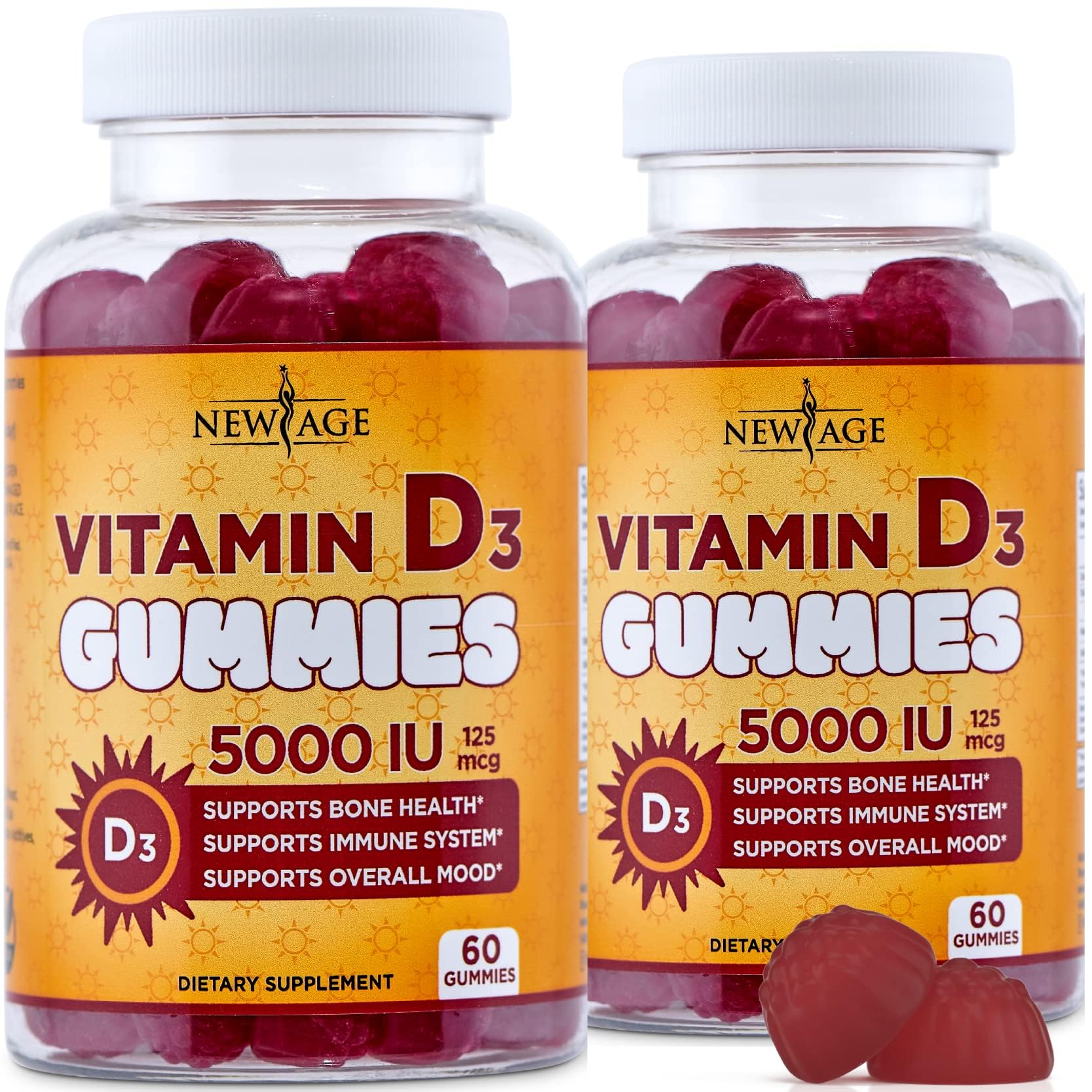 New Age Vitamin D3 Gummies 5000 IU Immune Support

