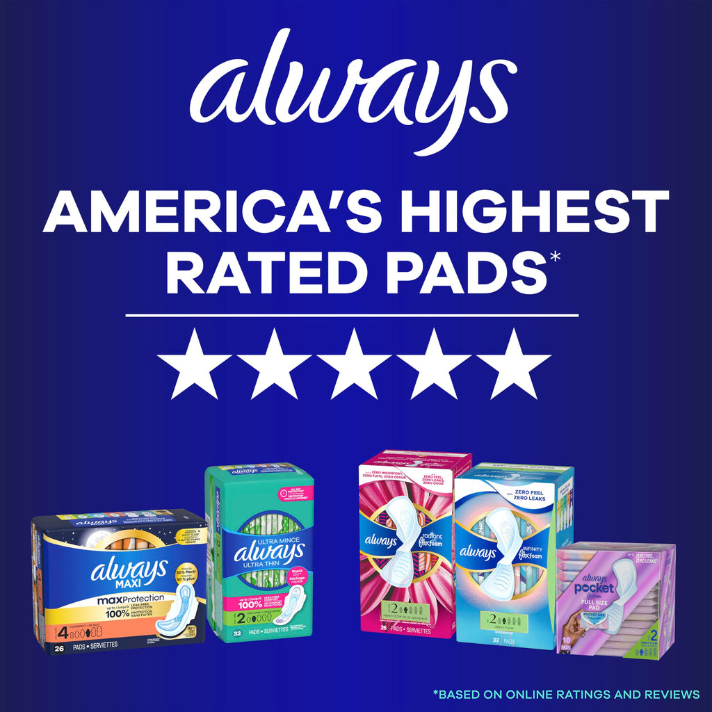 Always Maxi Overnight Pads with Wings Extra Heavy Unscented

