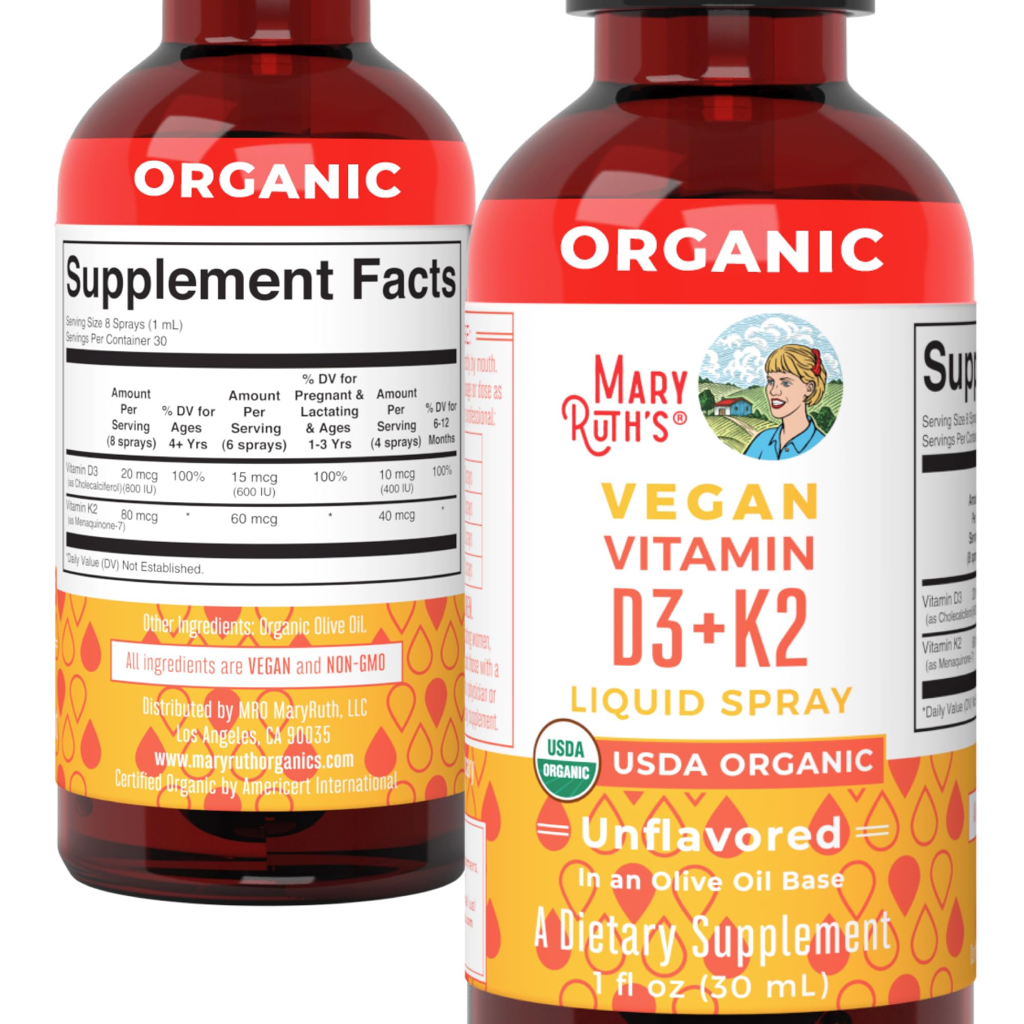 MaryRuth's Organic Vitamin D & K Spray | Bone Health

