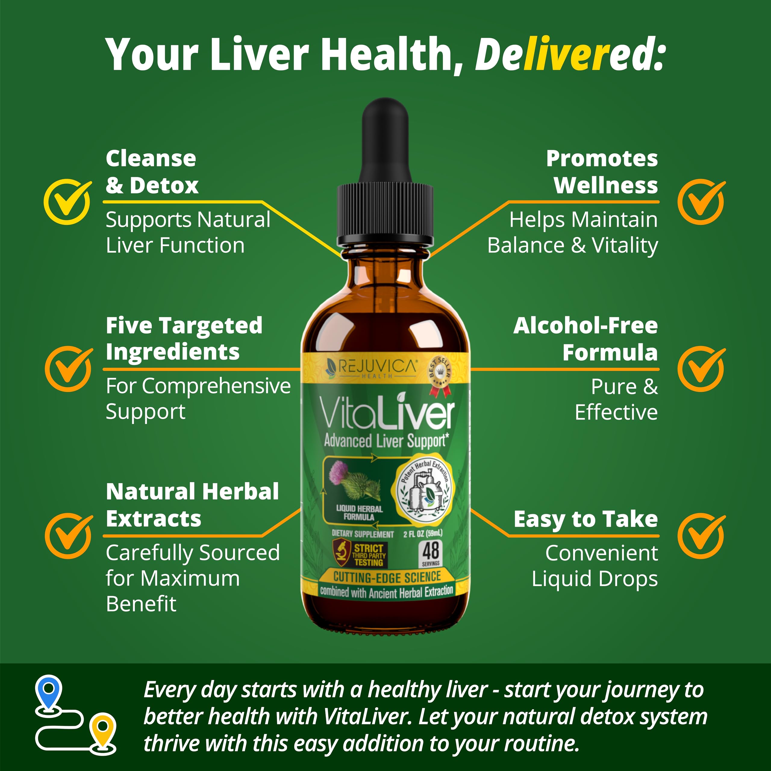 Rejuvica VitaLiver Liver Detox Drops | Alcohol-Free Liquid

