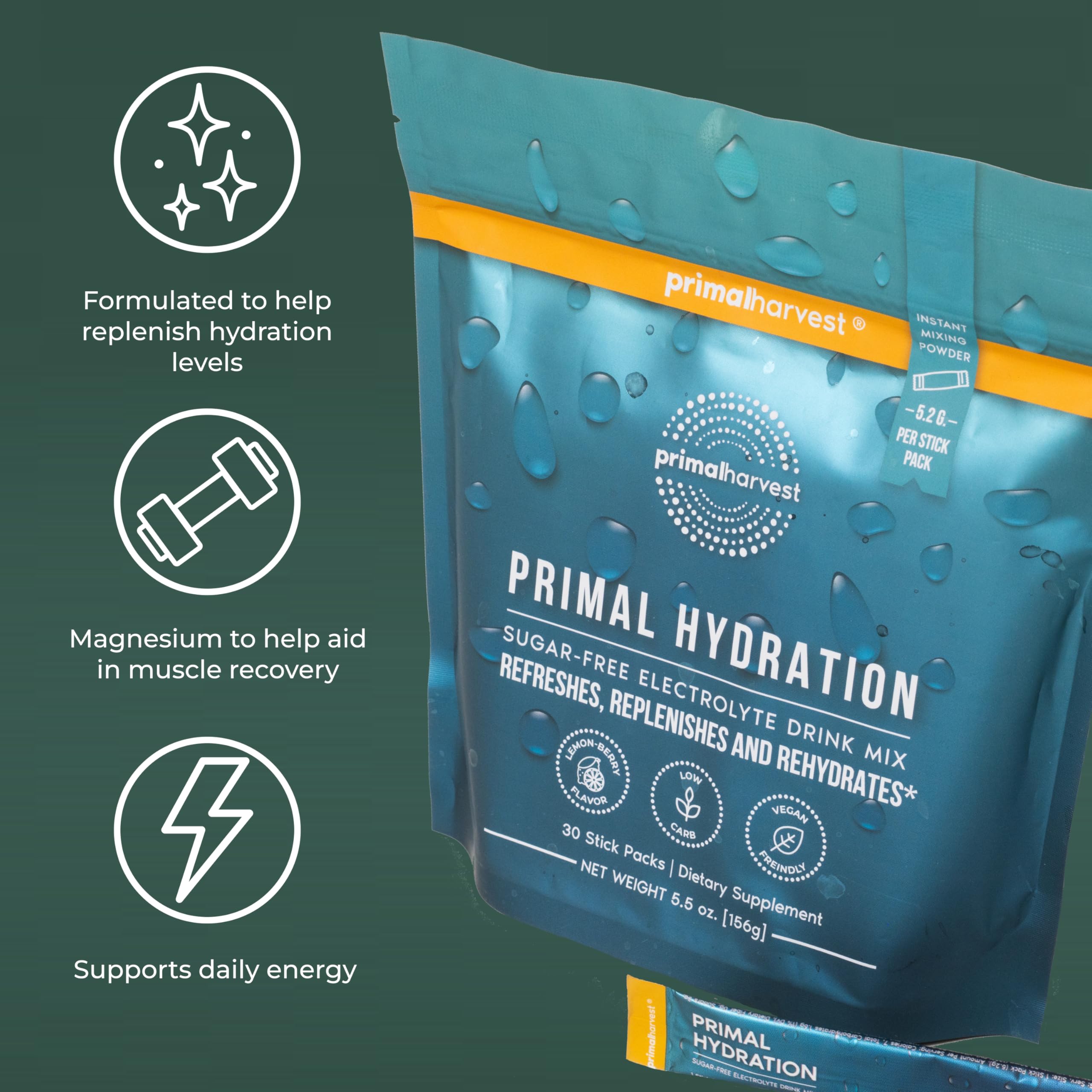 Primal Harvest Hydration Electrolyte Drink Mix - Lemon Berry

