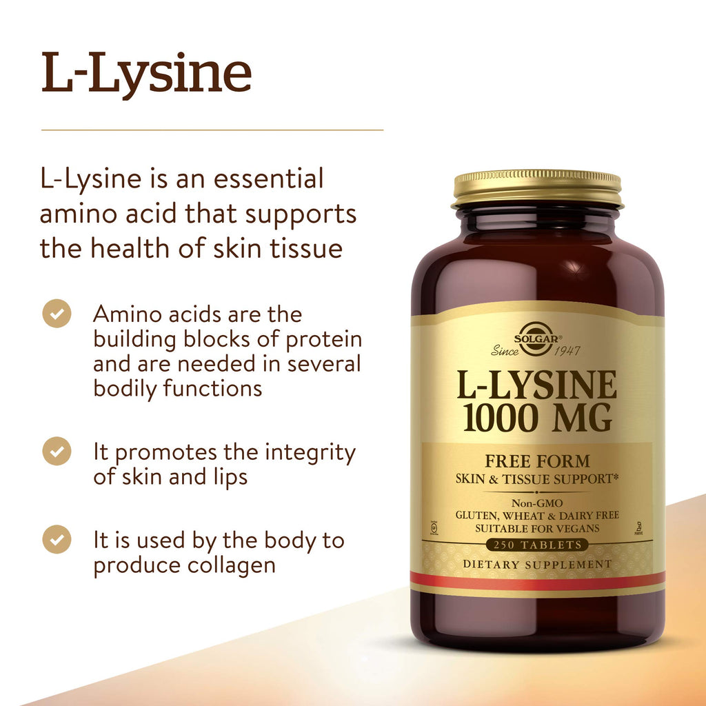 Solgar L-Lysine 1000 mg Supplement for Skin & Collagen

