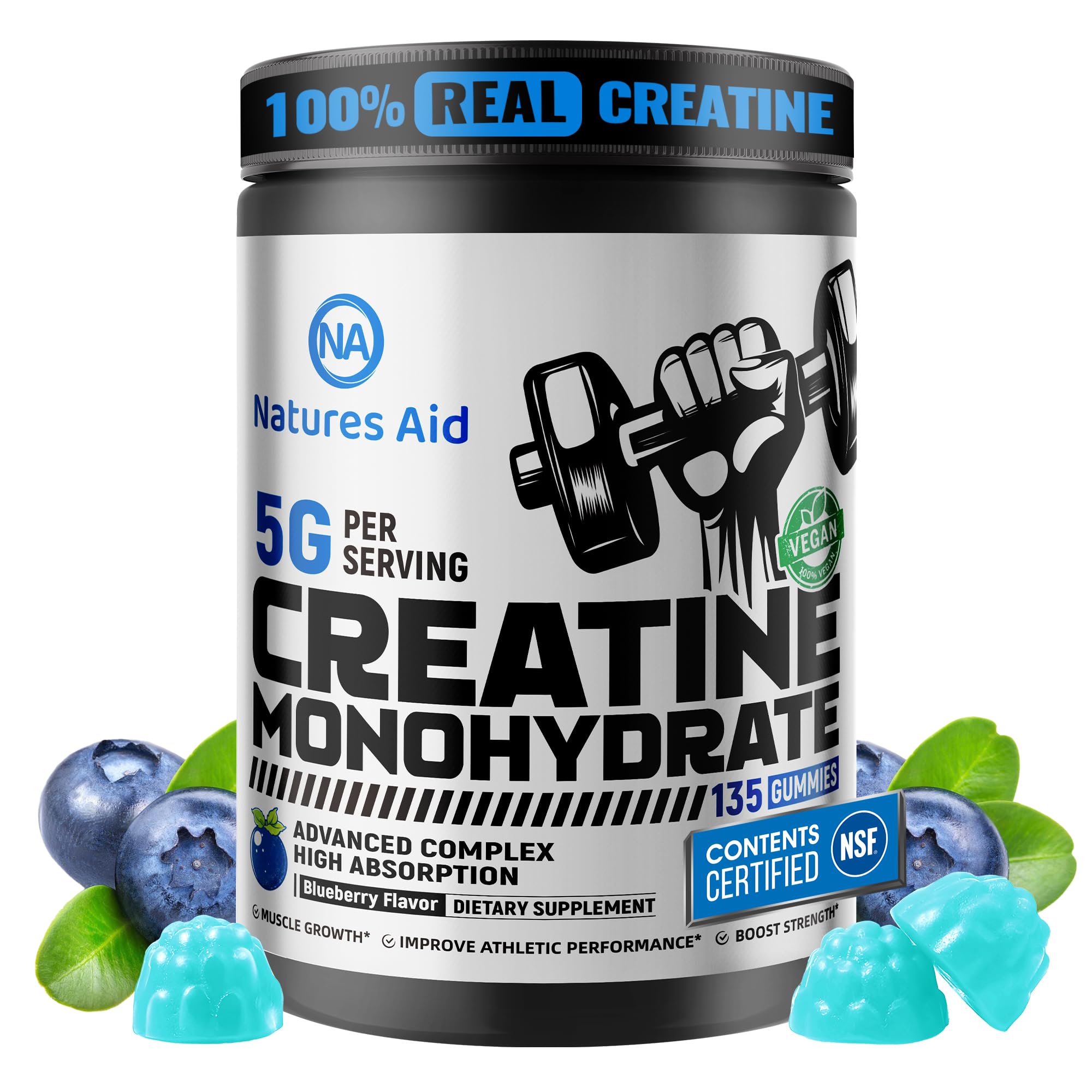 Creatine Monohydrate Gummies | Natures Aid 5g – Pre-Workout

