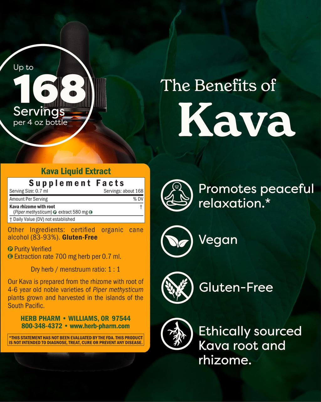 Herb Pharm Kava Root Liquid Extract Calming Support


