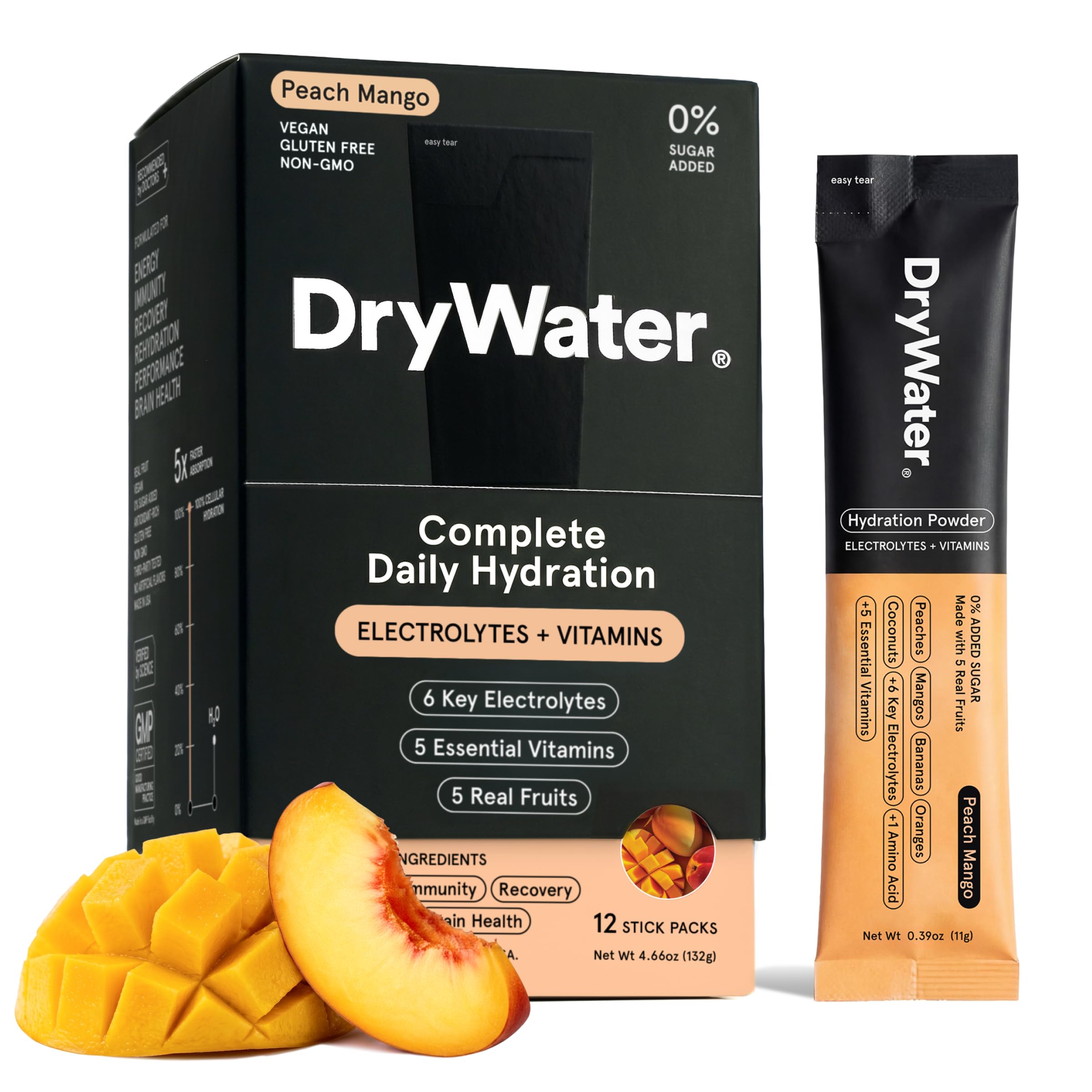 DryWater Electrolyte Hydration Powder with Vitamins - 1000 mg Potassium