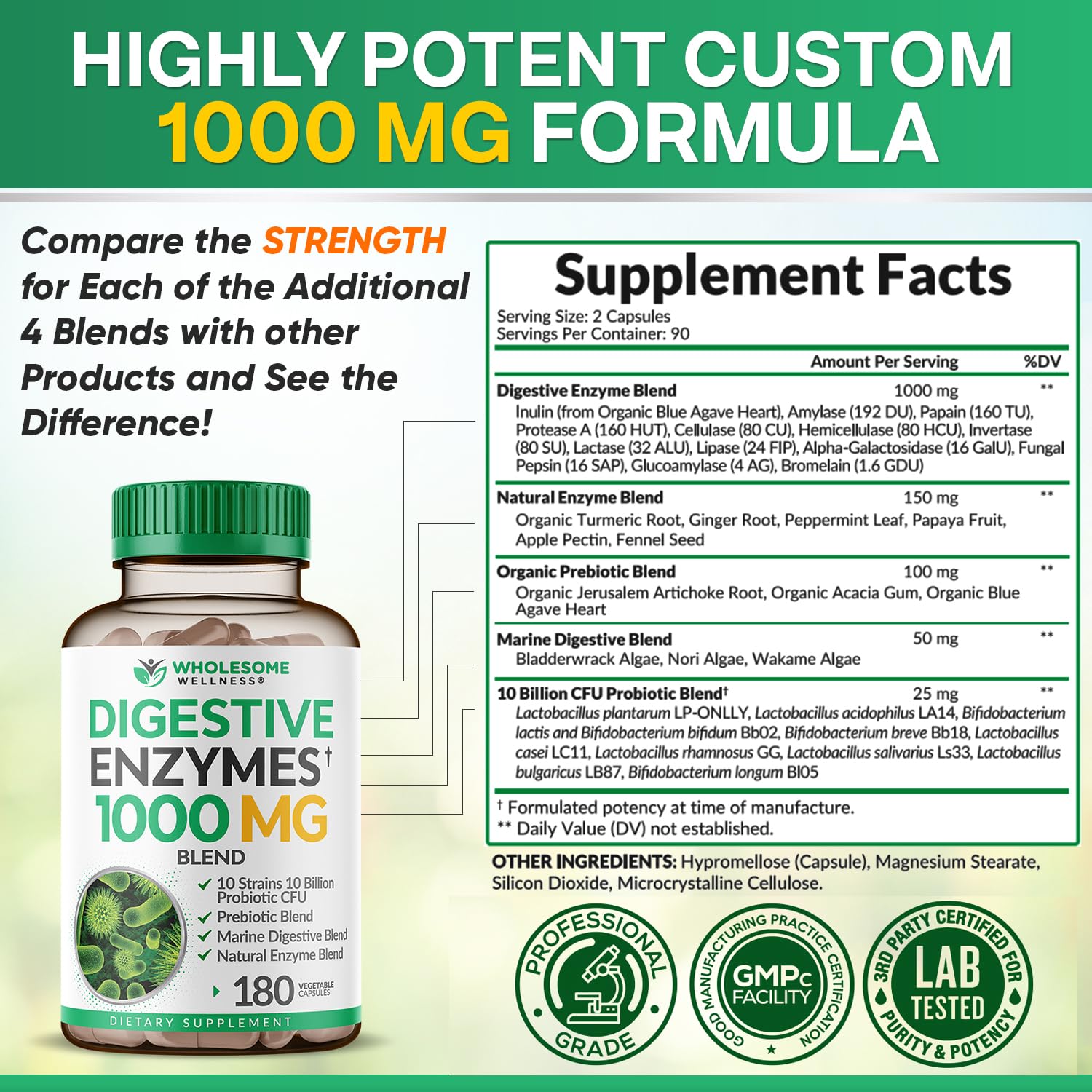 Wholesome Wellness Digestive Enzymes with Probiotics

