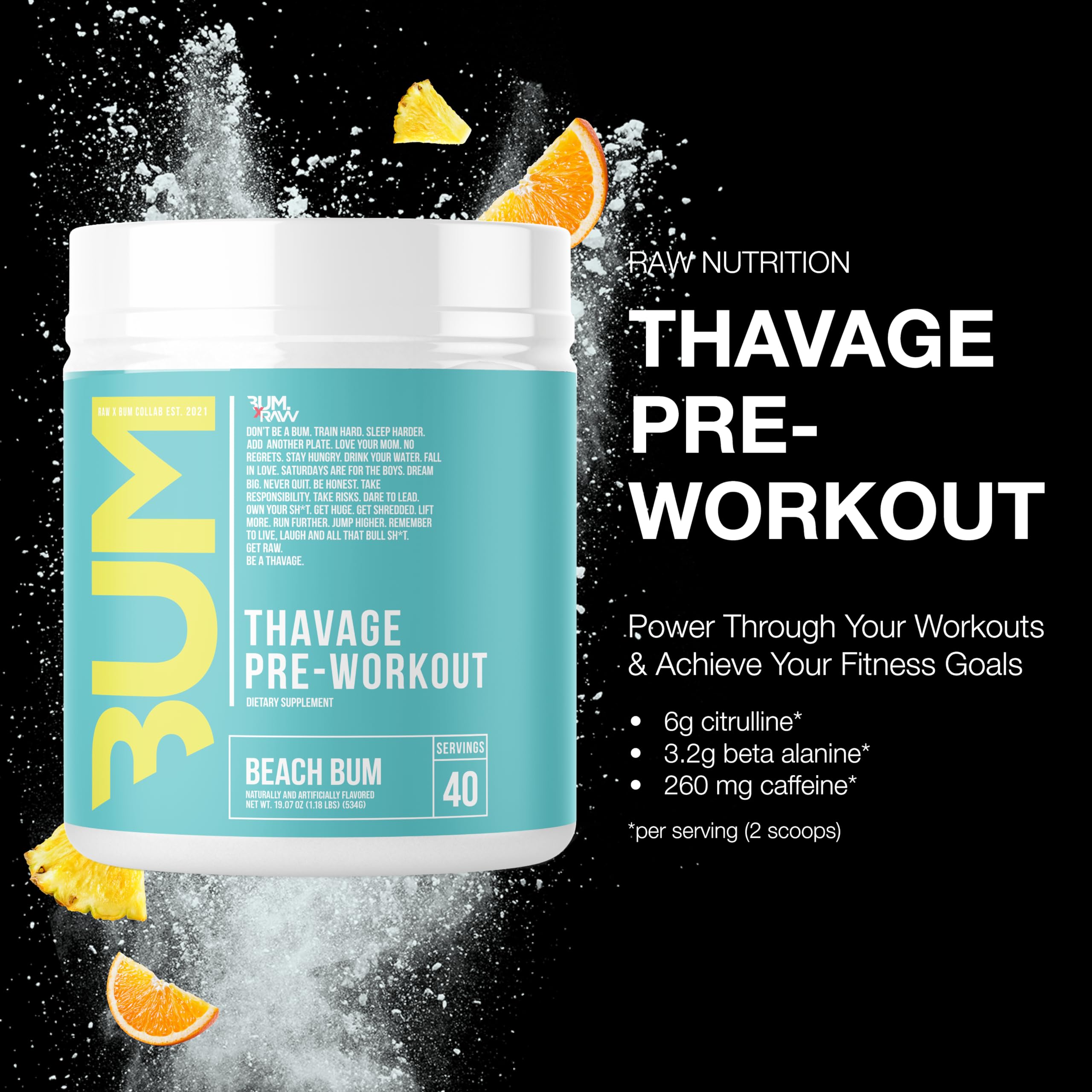 RAW Nutrition Pre-Workout Powder for Energy & Focus

