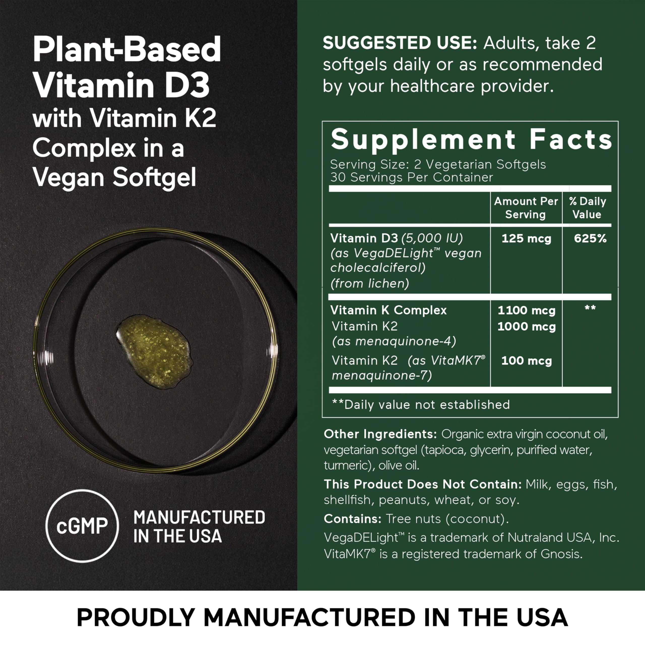 Vitamin D3 K2 by Smarter Nutrition – Vegan D3 5000 IU

