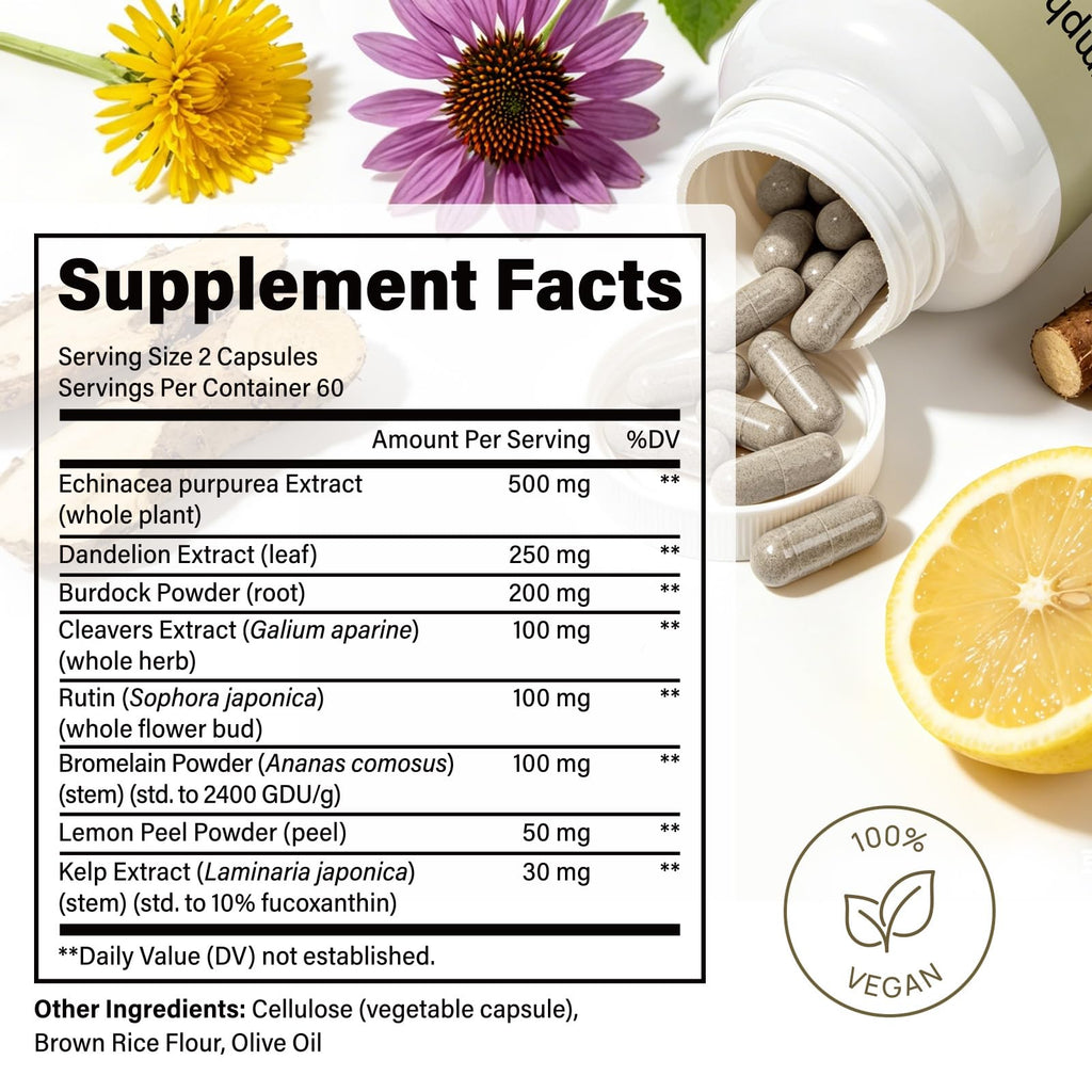 Lymphatic Support Herbal Capsules for Immune & Fluid Balance

