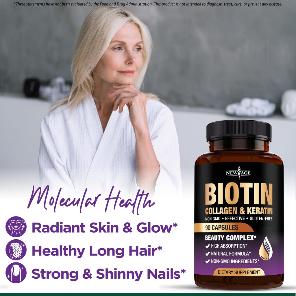 NEW AGE Biotin Hair Growth Vitamins for Hair, Skin & Nails

