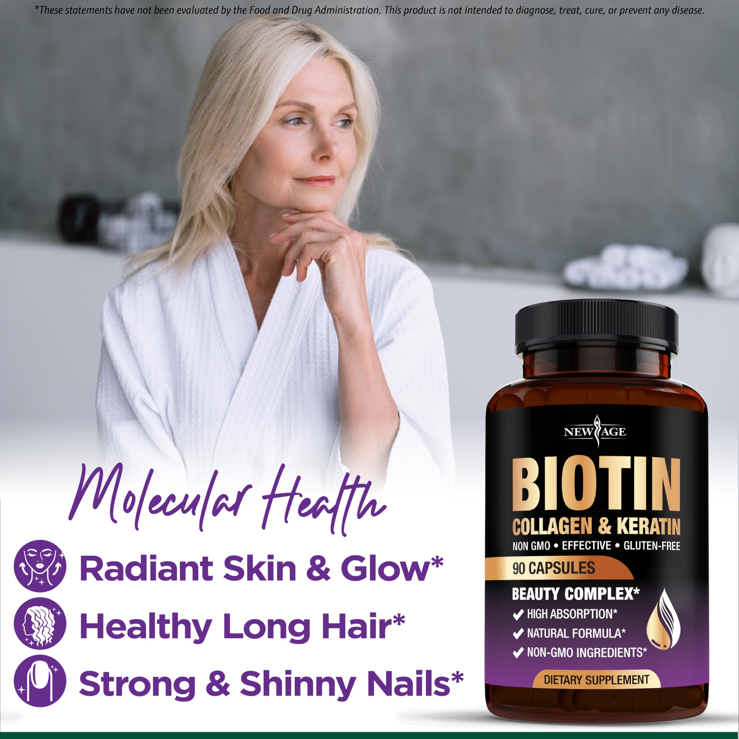 NEW AGE Biotin Hair Growth Vitamins for Hair, Skin & Nails

