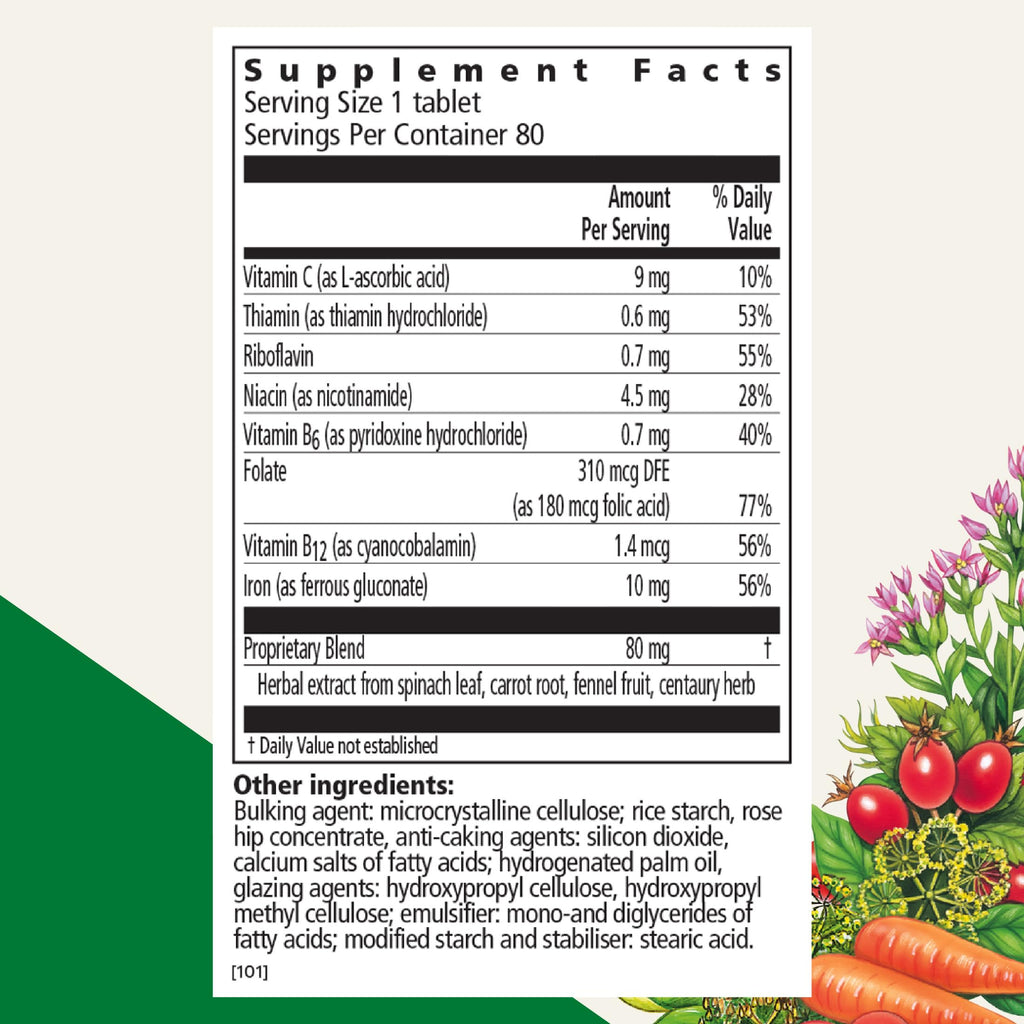 Floradix Iron Tablets - Iron Supplement with B Vitamins


