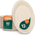 100% Compostable Bagasse Dinner Plates, Heavy-Duty Eco-Friendly