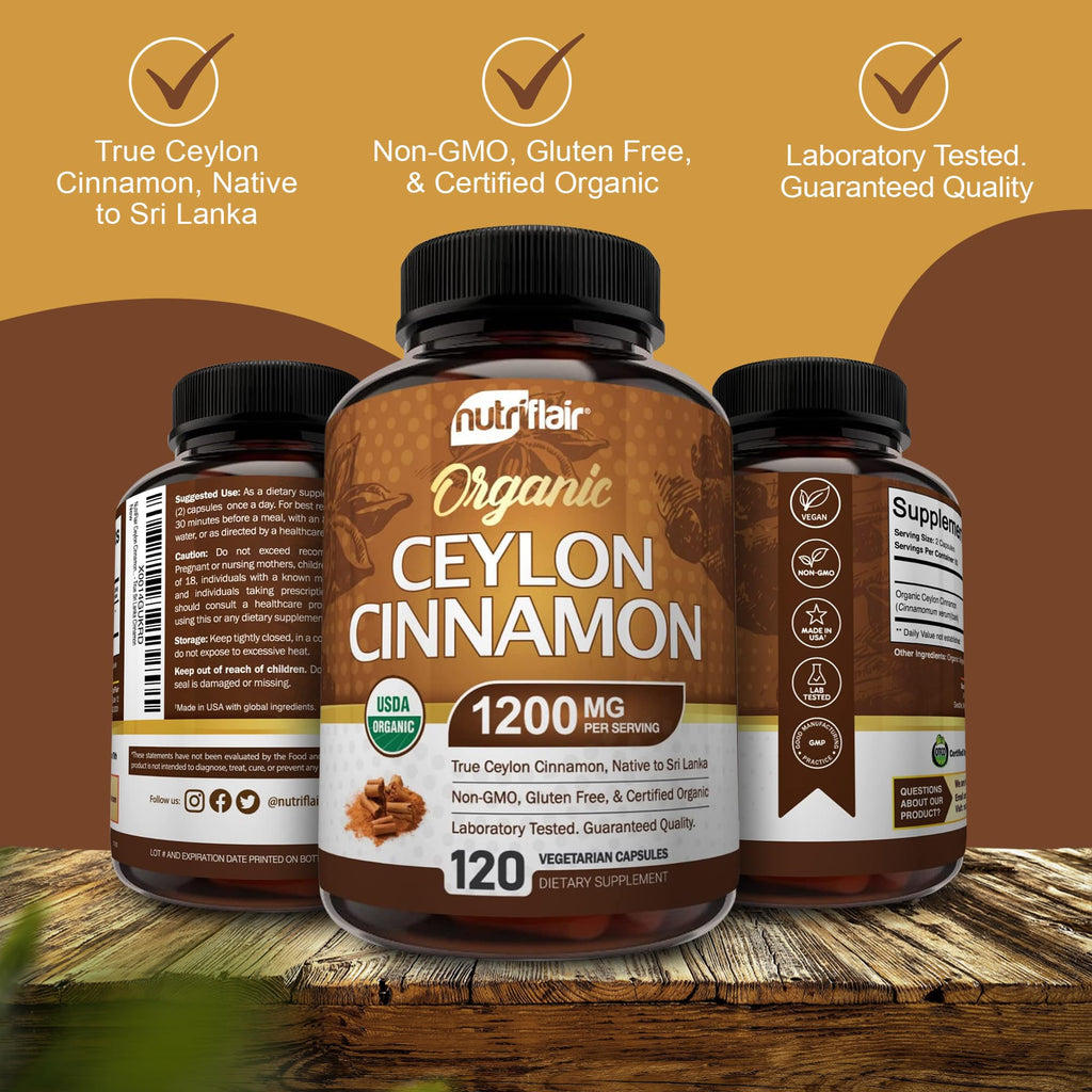 NutriFlair Organic Ceylon Cinnamon Supplement - USDA Organic


