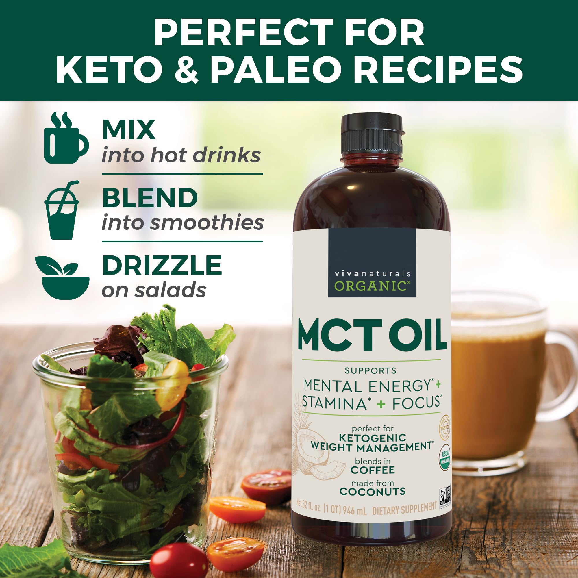 Viva Naturals Organic MCT Oil – Keto & Paleo Friendly

