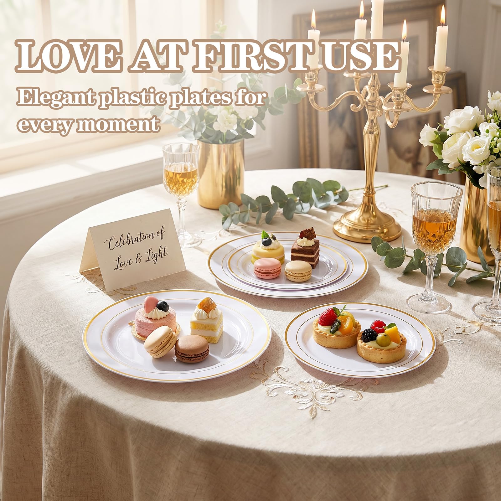Disposable Plastic Plates with Rim for Parties

