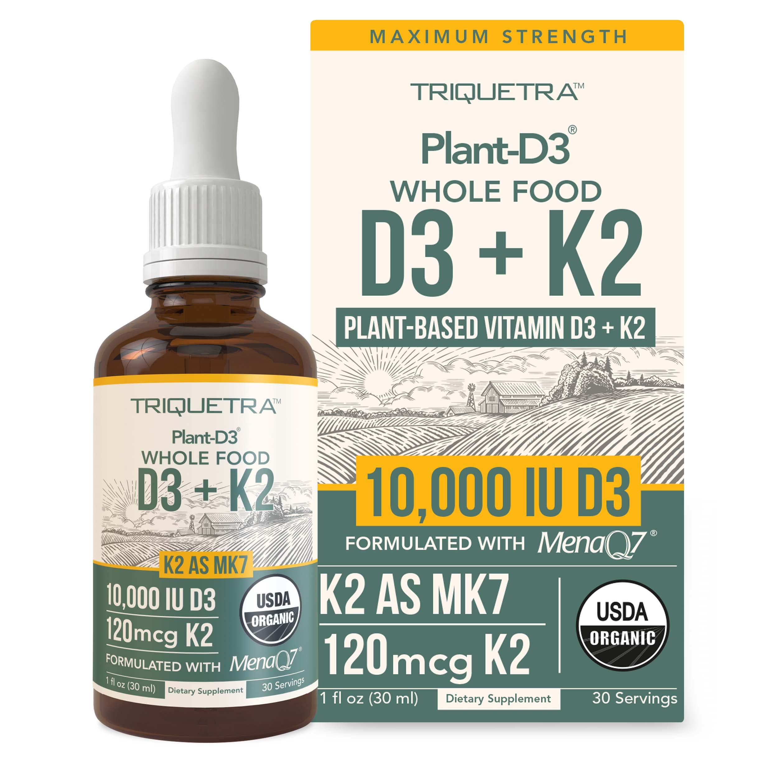 MenaQ7 Organic D3 K2 Vitamin Sublingual Drops 10000 IU

