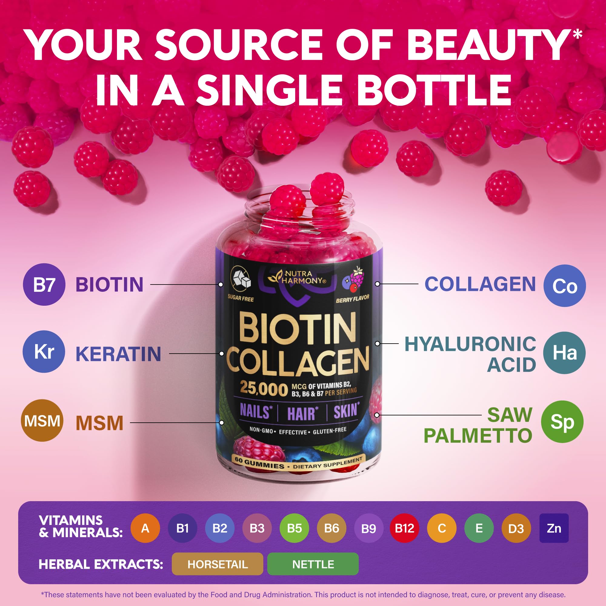 Biotin Gummies with Collagen for Hair & Skin Support

