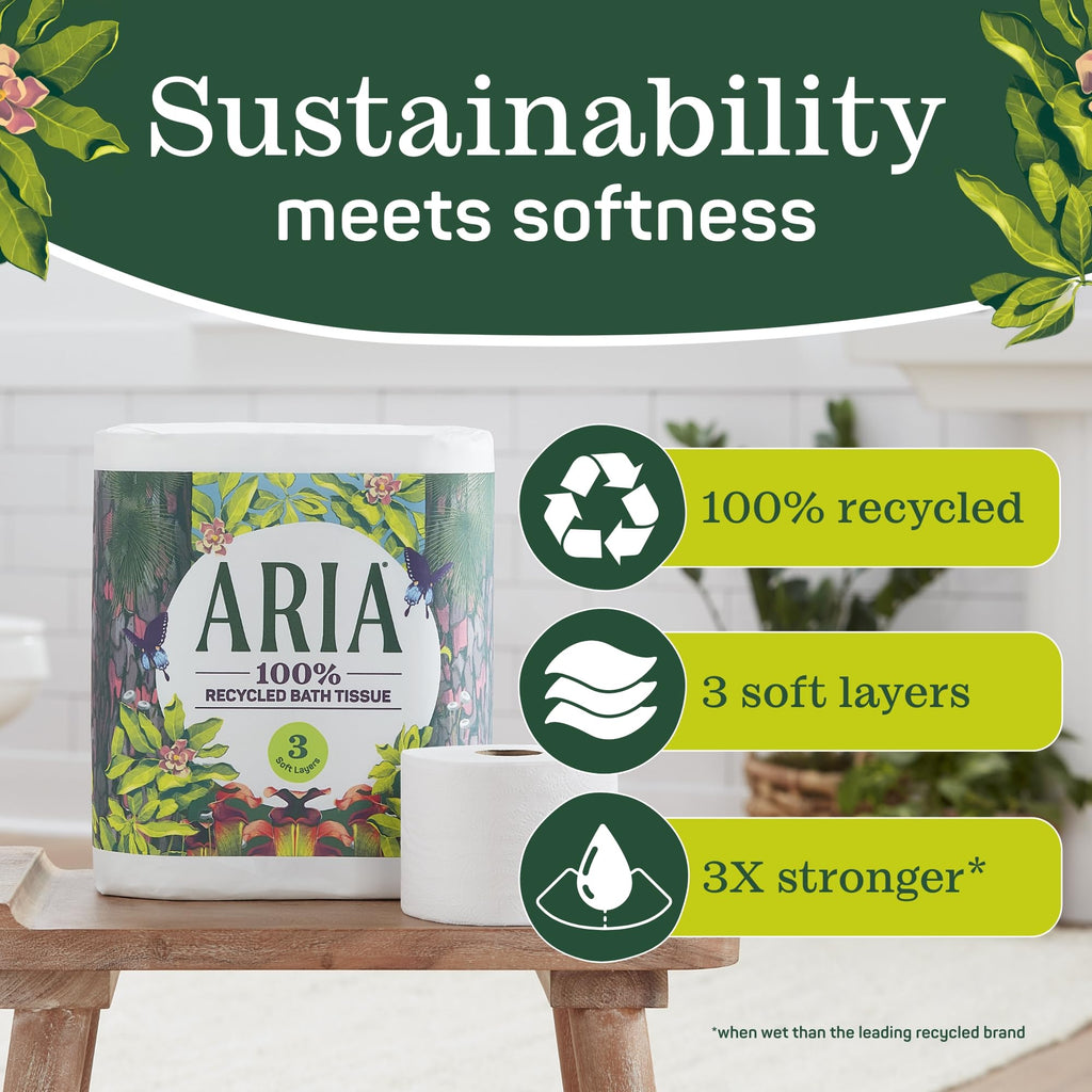 Aria Toilet Paper 100% Recycled – Soft & Strong

