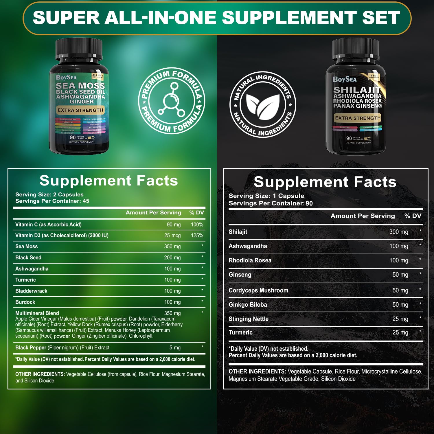 Boysea Shilajit & Sea Moss Bundle | All-in-One Supplements

