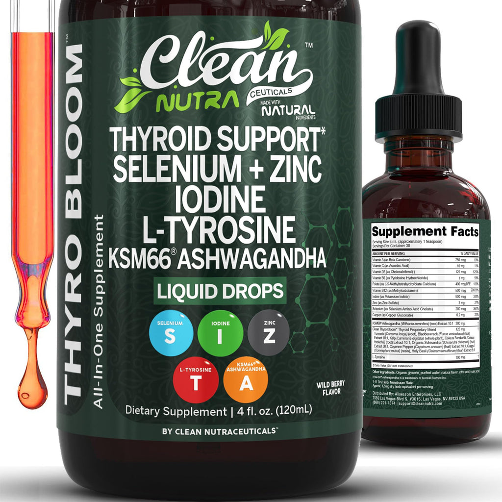 Clean Nutra ThyroBloom Thyroid Support for Women Liquid Drops

