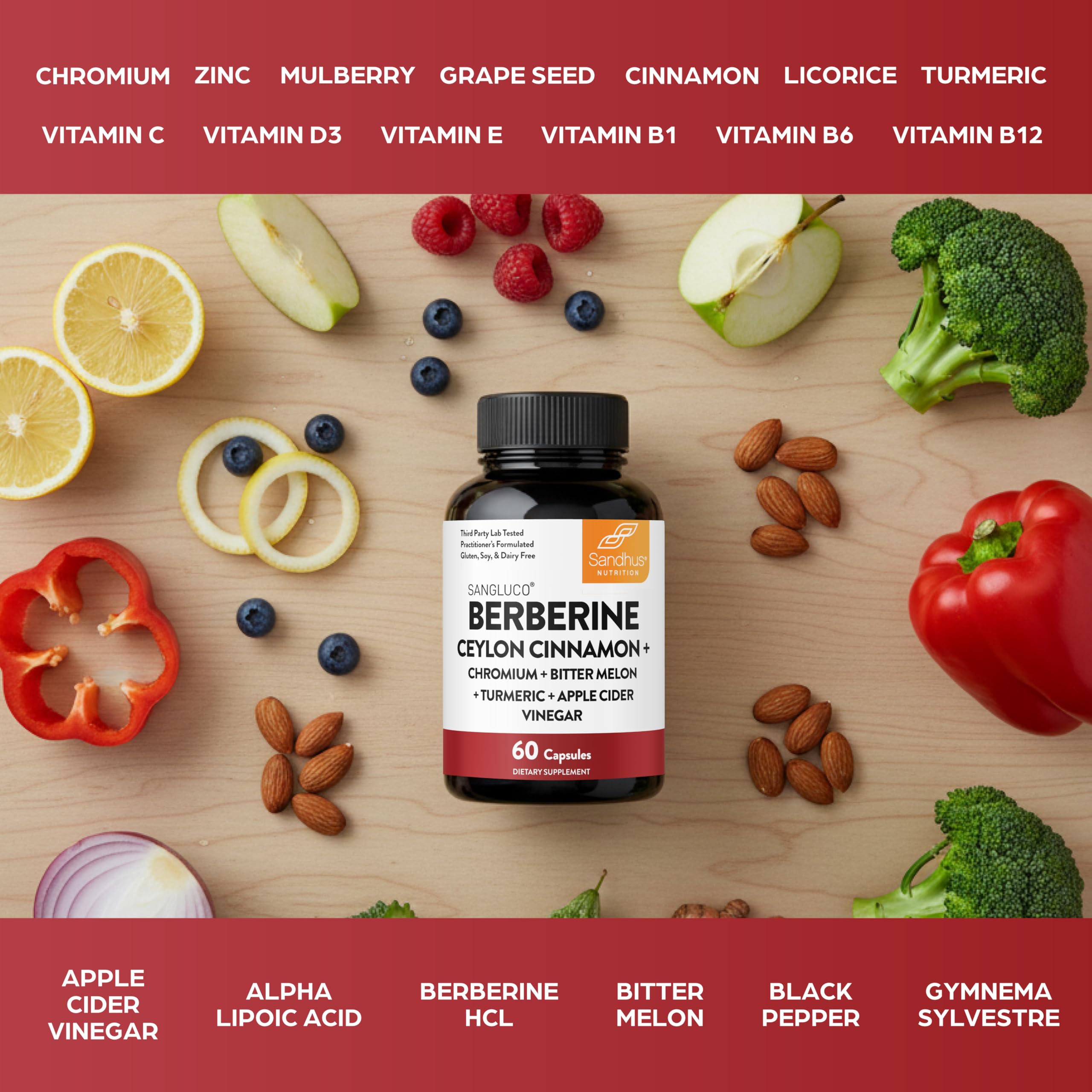 Sangluco Berberine Cinnamon Chromium Supplement


