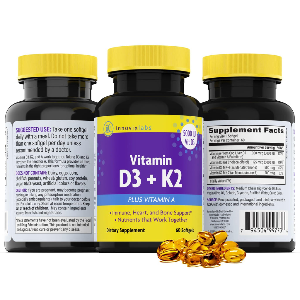 InnovixLabs Vitamin D3 K2 MK4 MK7 for Bone Health

