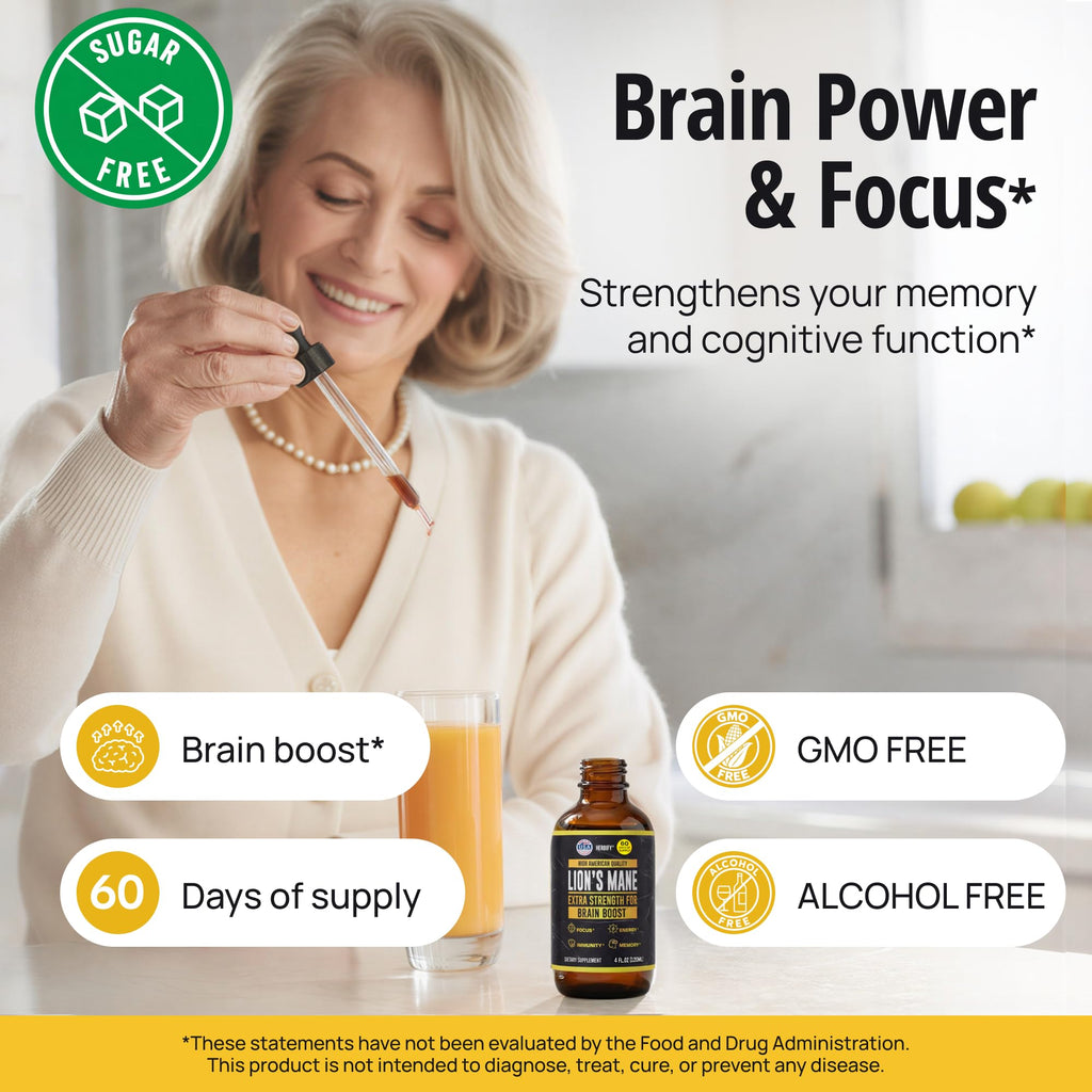 HERBIFY Lions Mane Mushroom Tincture for Brain Health

