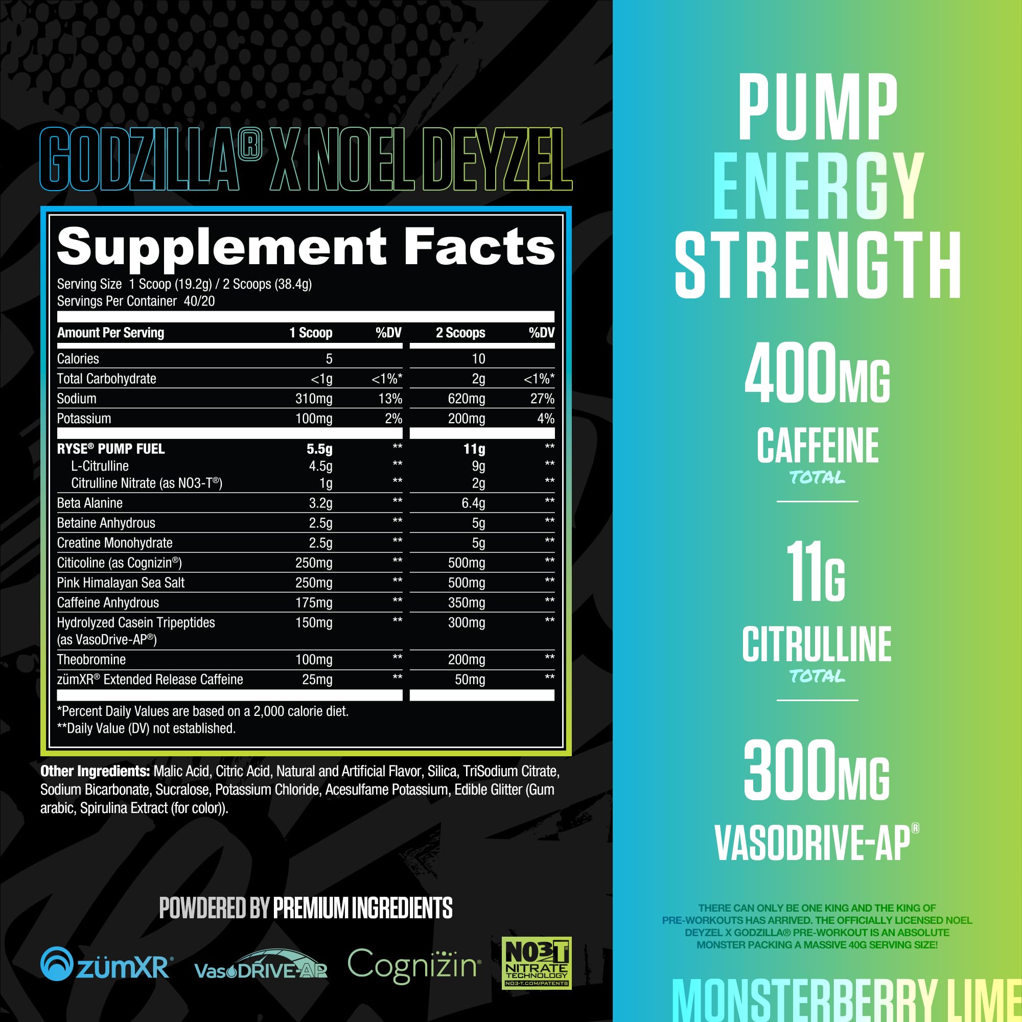 RYSE Godzilla Pre-Workout Powder | High-Stim Formula

