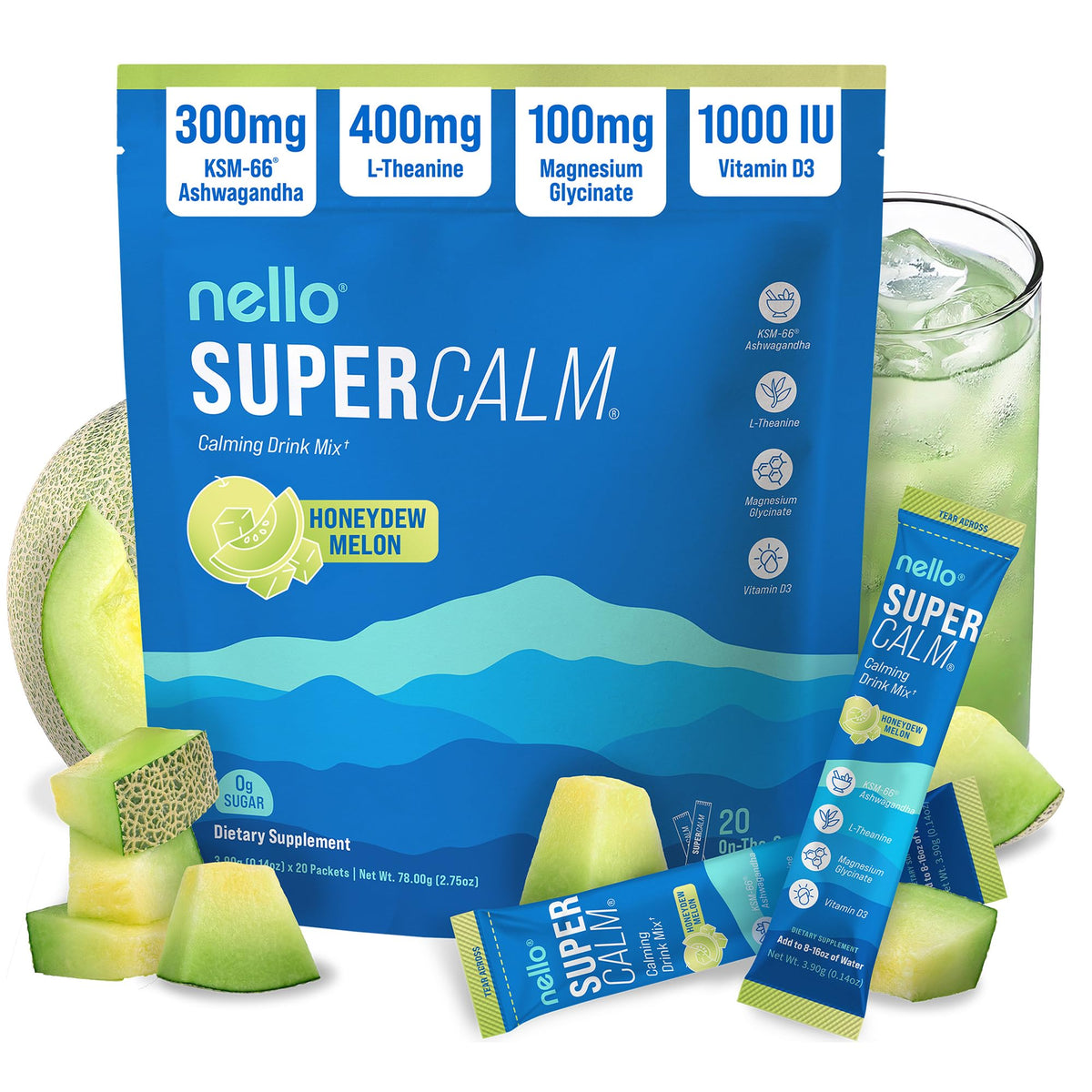 Nello SuperCalm Powdered Drink Mix Adaptogenic Sleep Support
