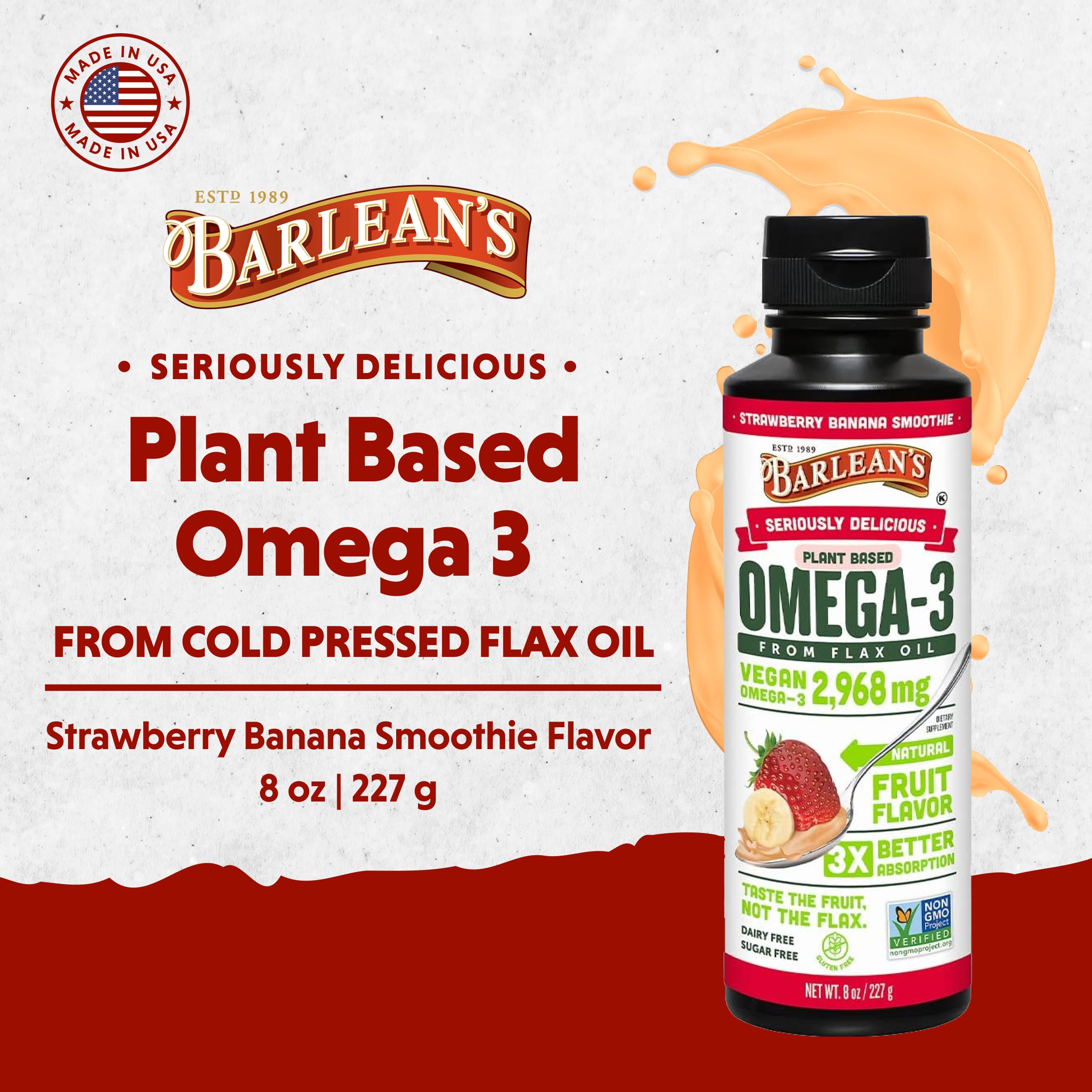 Barlean's Vegan Omega-3-6-9 Flaxseed Oil Liquid

