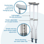 BodyMed Aluminum Crutches – Height Adjustable, Pair

