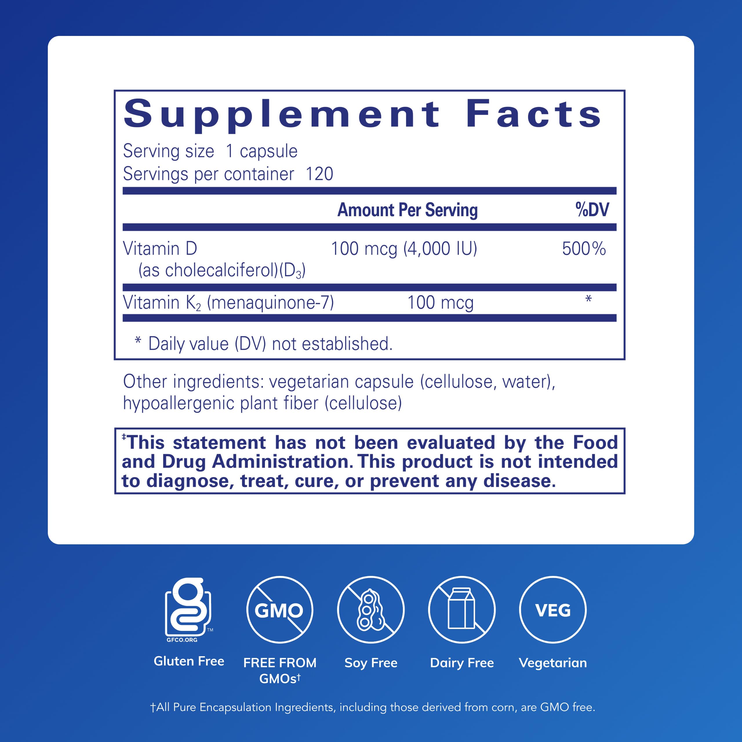 Vitamin D3 & K2 Supplement by Pure Encapsulations

