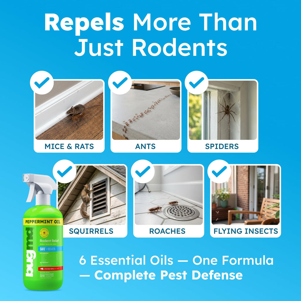 BugMD Peppermint Oil Rodent Spray - Natural Deterrent

