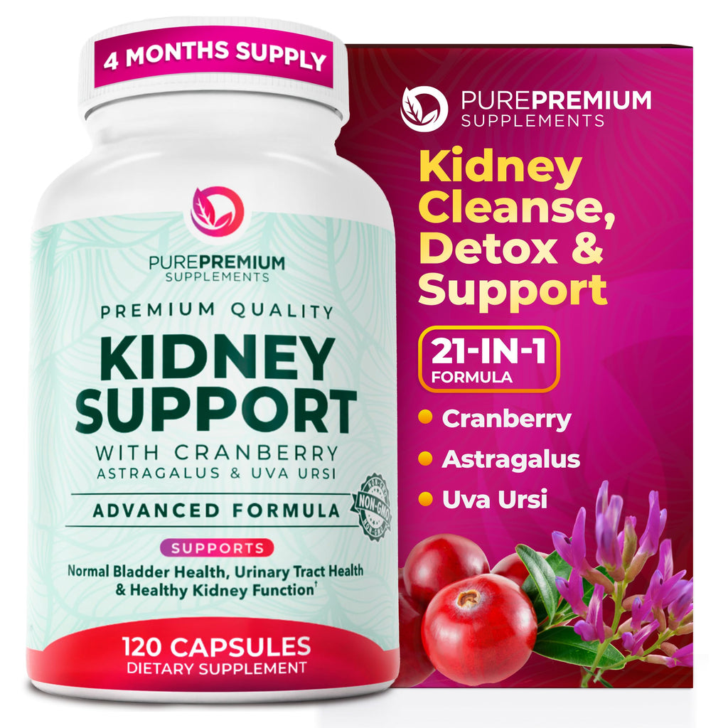 PurePremium Kidney Support Supplement - 21-in-1 Cranberry & Astragalus Detox