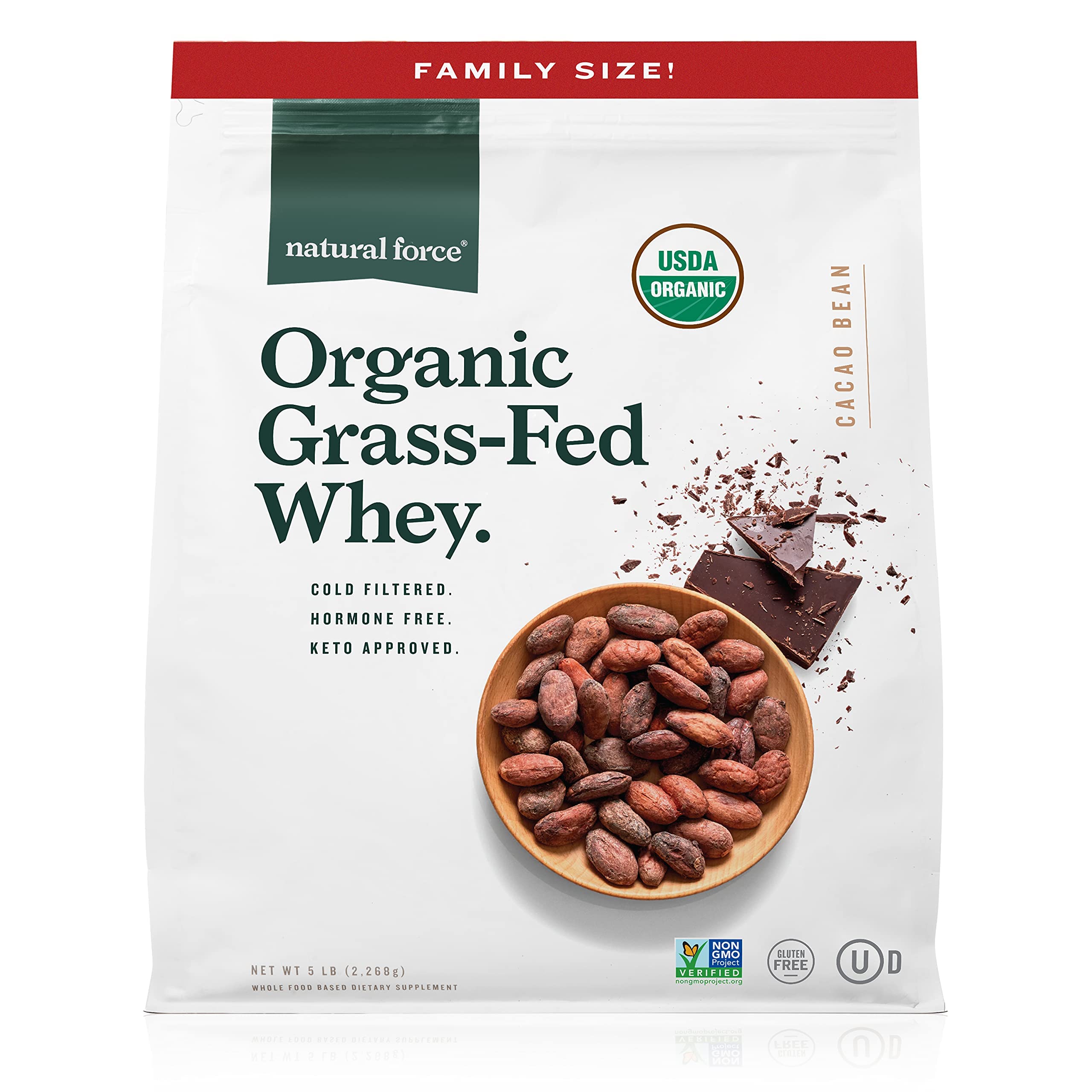 Natural Force Grass Fed Organic Whey Protein Powder – Non-GMO, Lab Tested