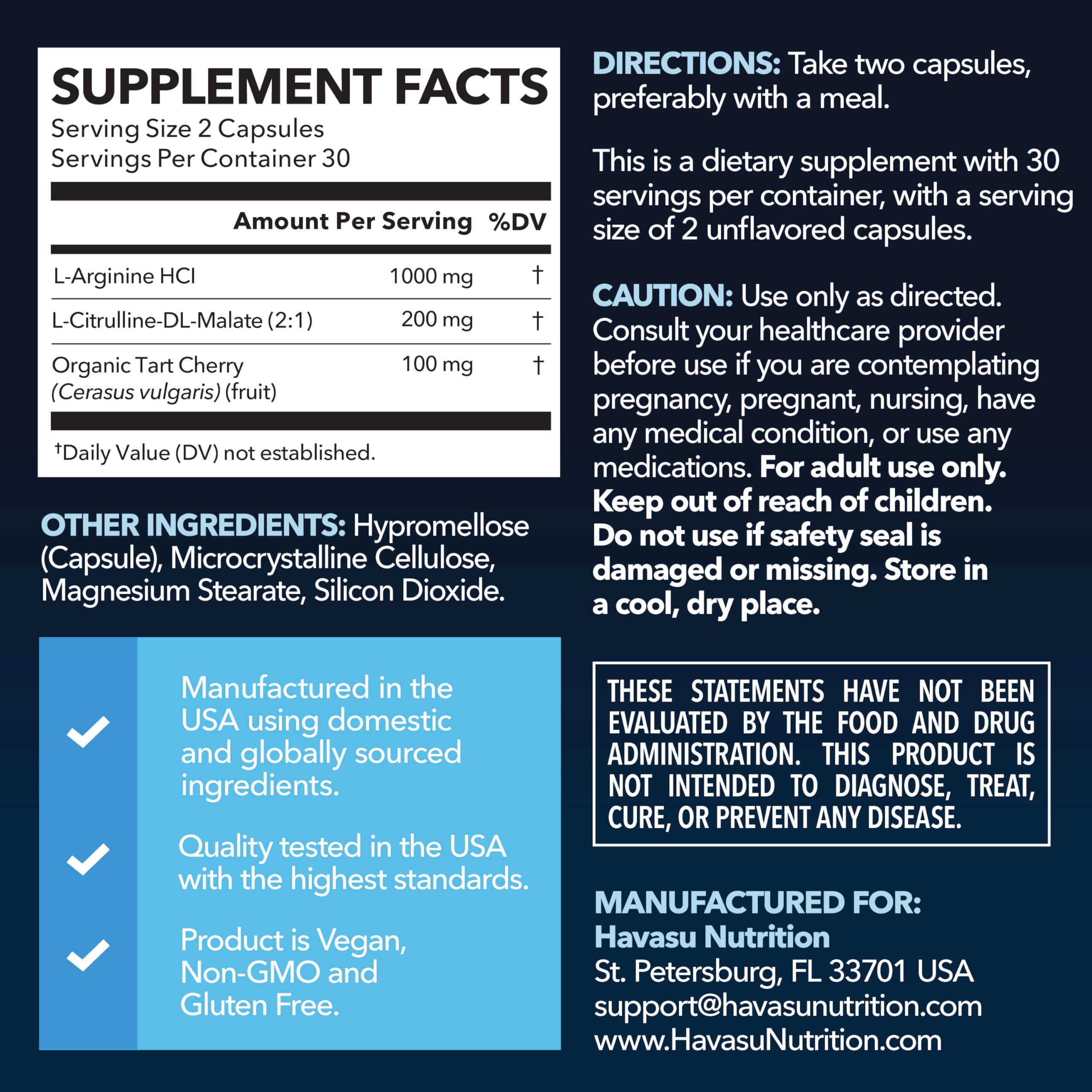 L-Arginine L-Citrulline Capsules for Nitric Oxide Support - Vegan


