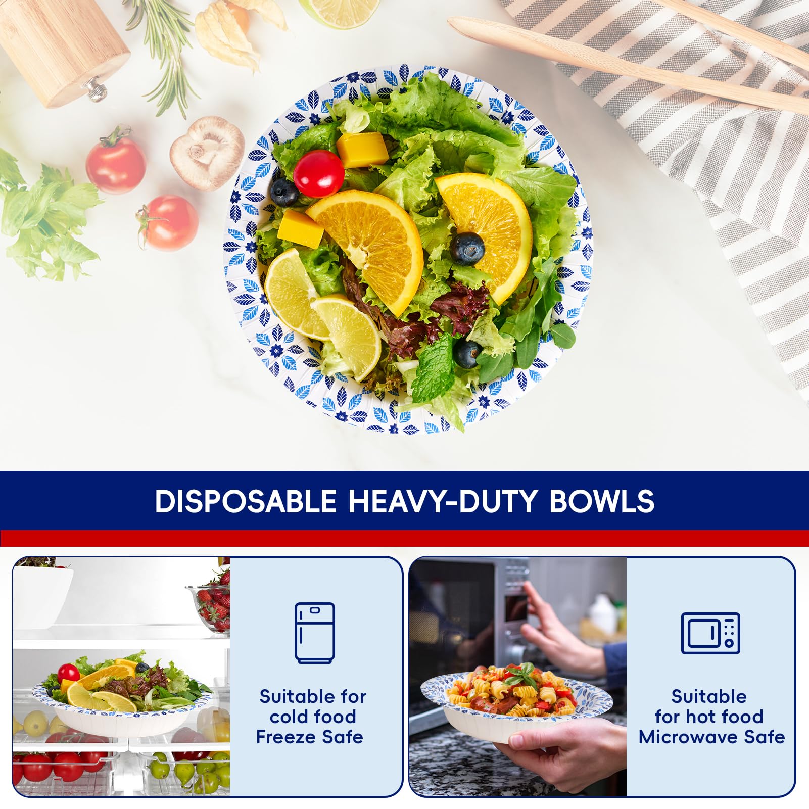 JOLLY CHEF Disposable Paper Bowls | Heavy Duty Soak-Proof

