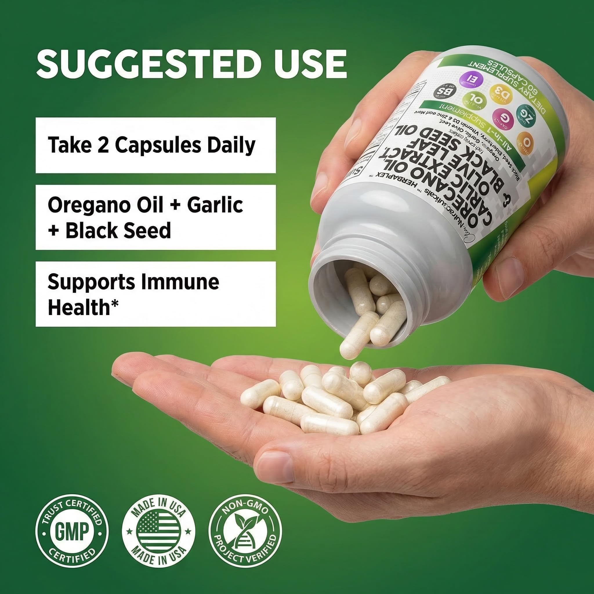 Clean Nutra Oregano Oil Immune Support Garlic Olive Leaf

