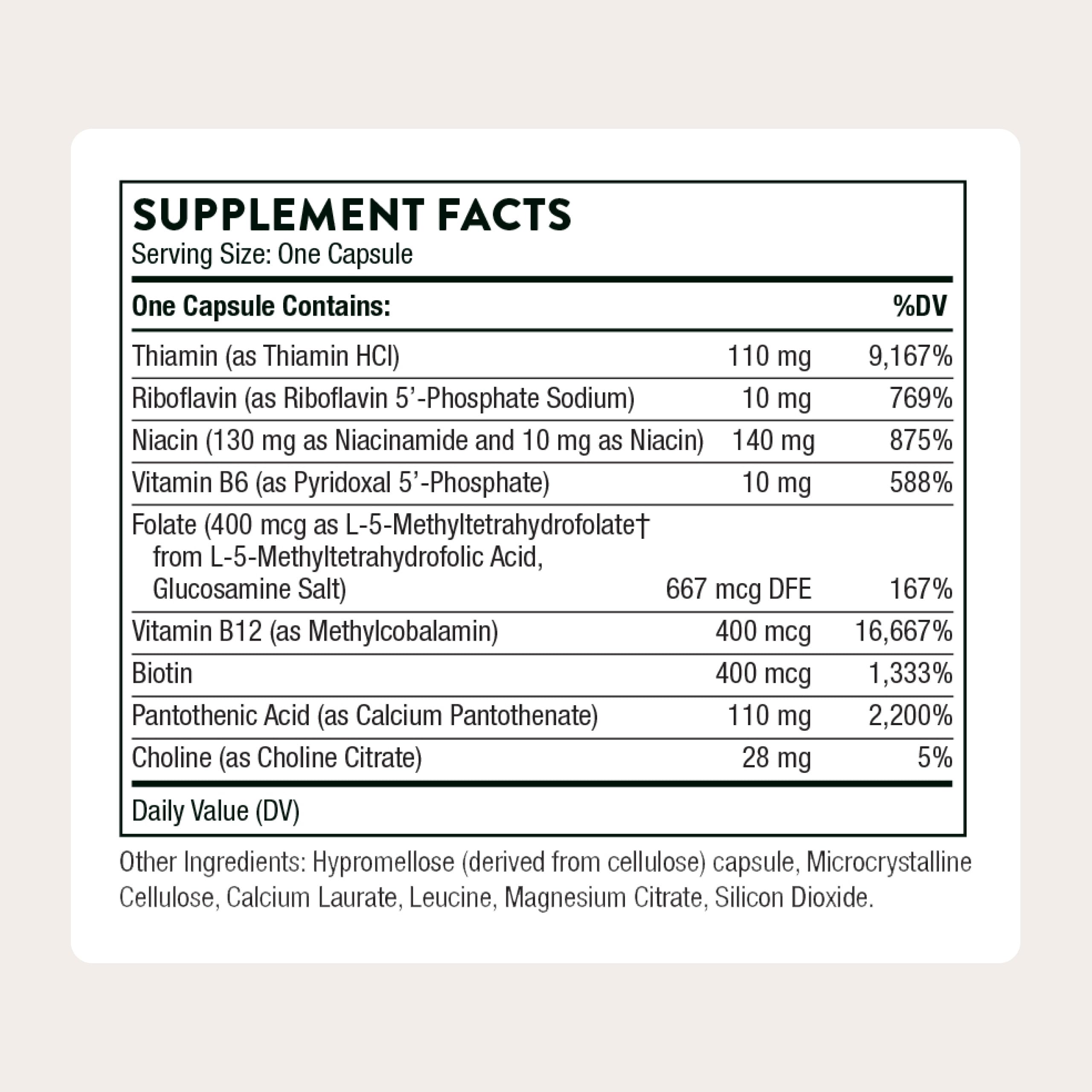Thorne Basic B-Complex with Choline – Energy & Brain Health


