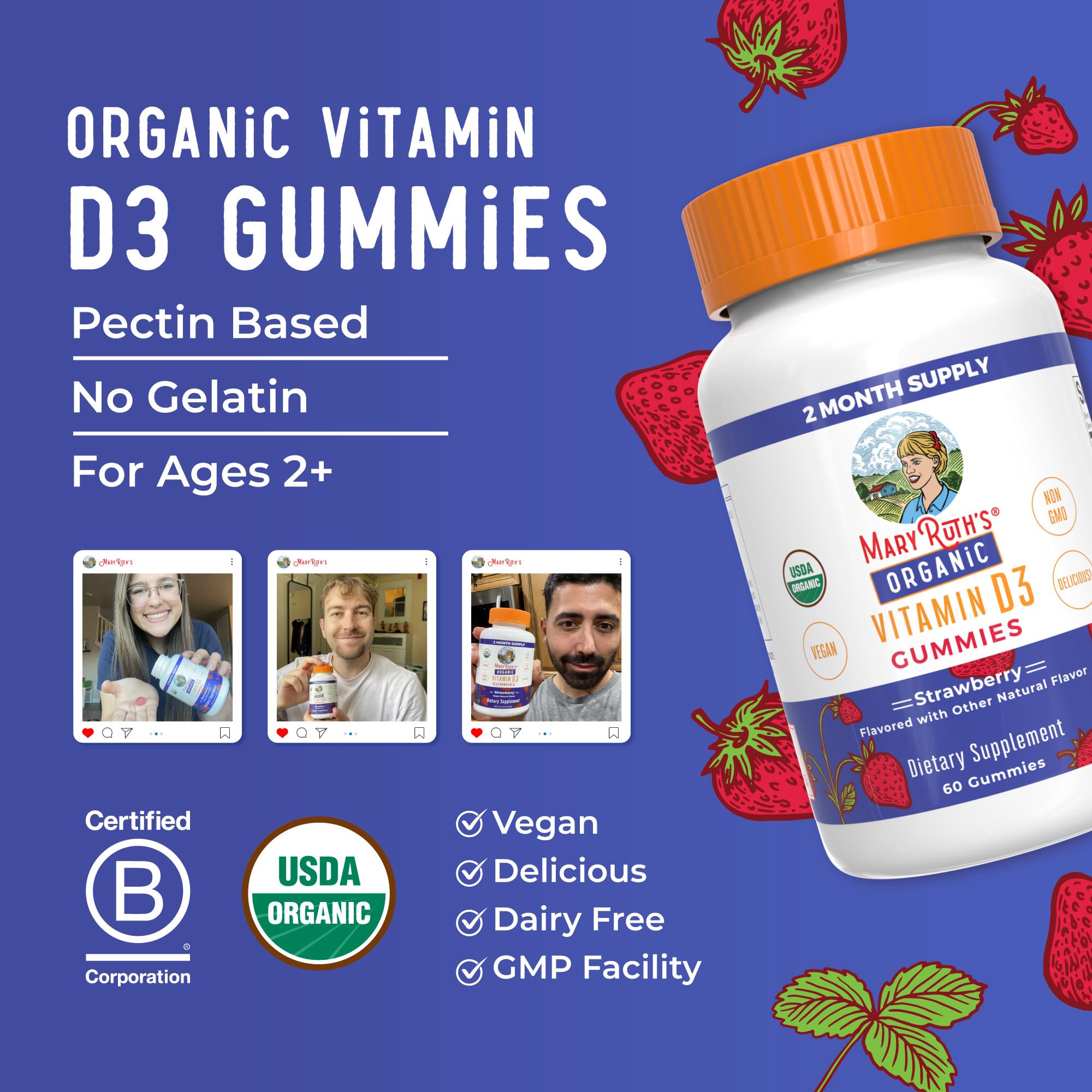 MaryRuth's Vitamin D3 Gummies for Immune & Bone Health

