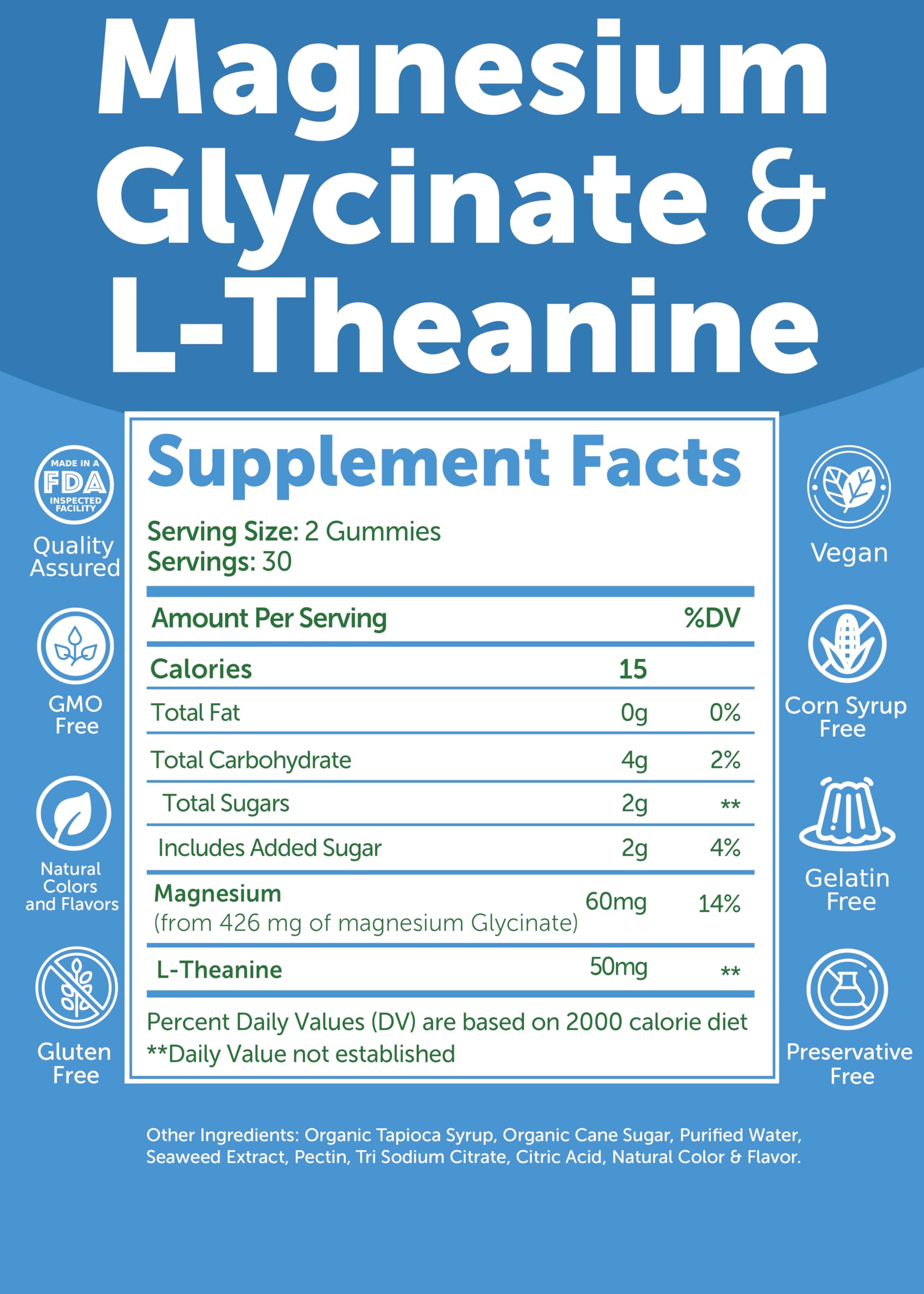 Lunakai Magnesium Glycinate Gummies with L-Theanine - Calm

