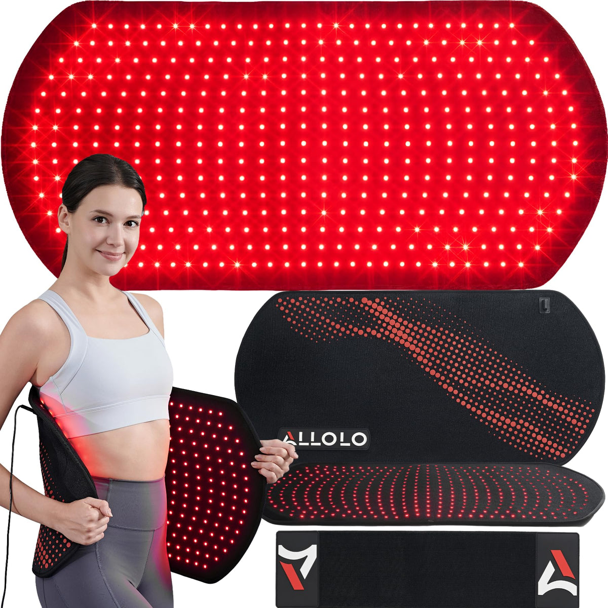 ALLOLO Red Light Therapy Belt with Timer - 3-in-1 LEDs for Body