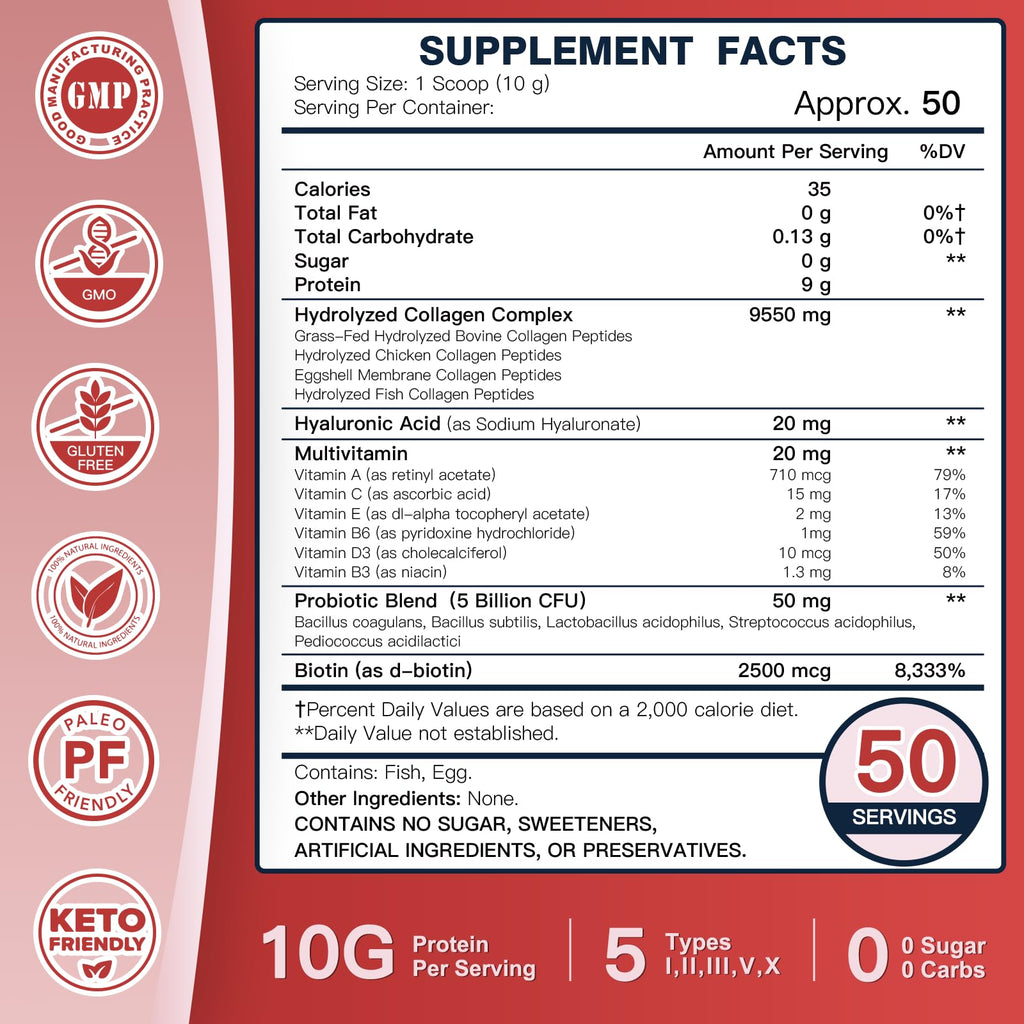 DRFOSTER Multi-Collagen-Peptide Powder with Probiotics

